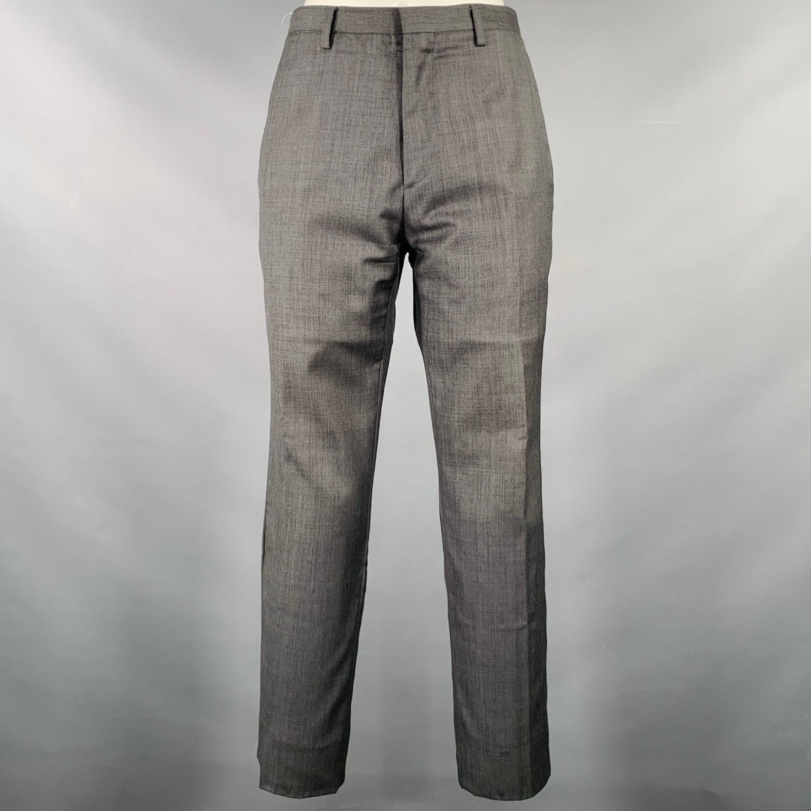 Calvin Klein CALVIN KLEIN COLLECTION Size 34 Grey Wool Notch Lapel Suit Size 34R - 4 Thumbnail