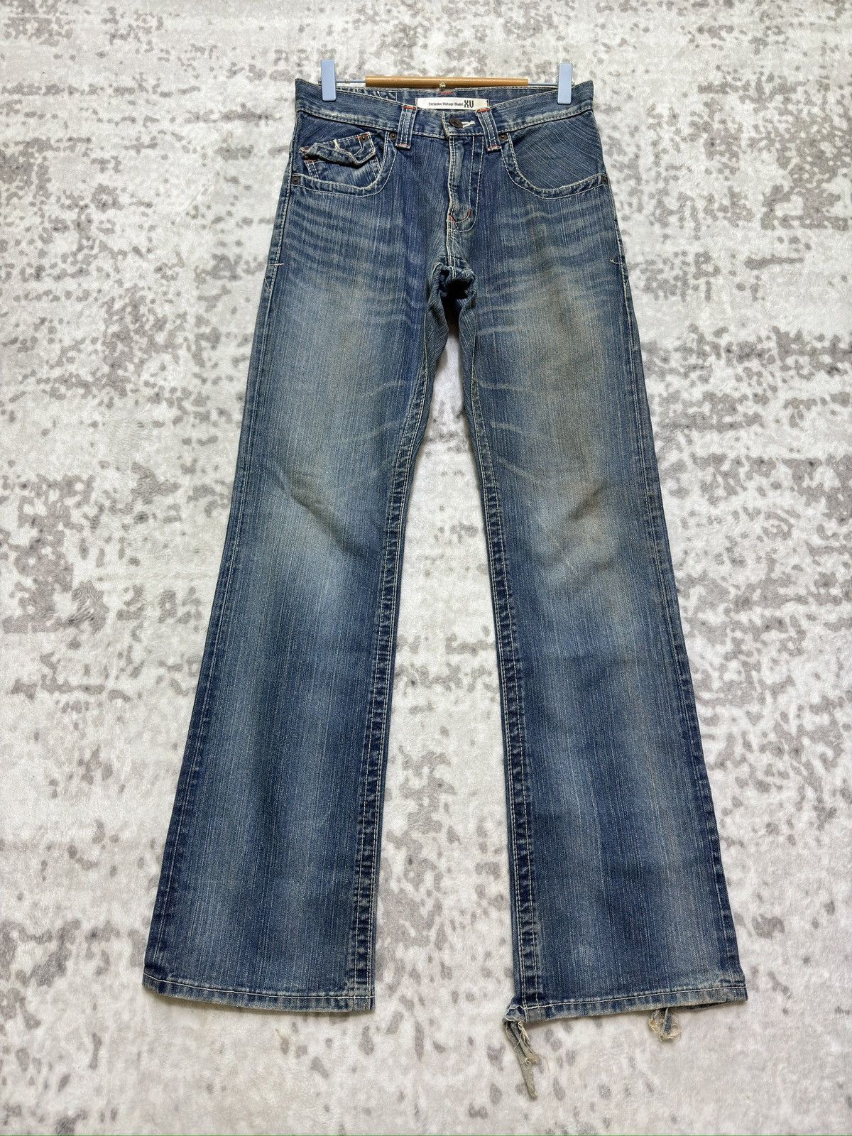 Edwin Vintage Edwin 401XV Muddy Wash Flared Distressed Jeans Size US 29 - 2 Thumbnail