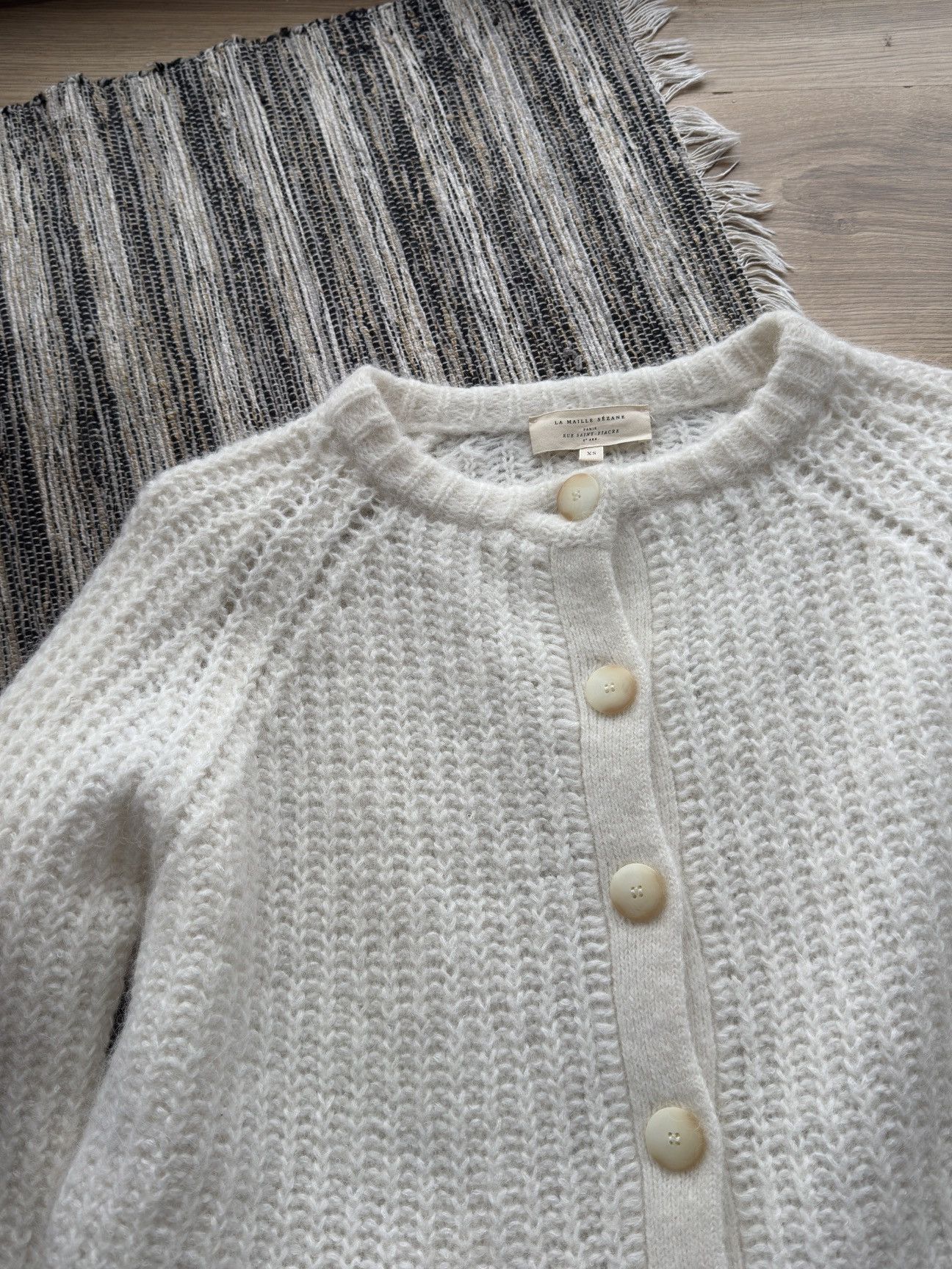 Sezane La Maille Sezane Wool Mohair Knitted Button Up Sweater Size S / US 4 / IT 40 - 14 Thumbnail