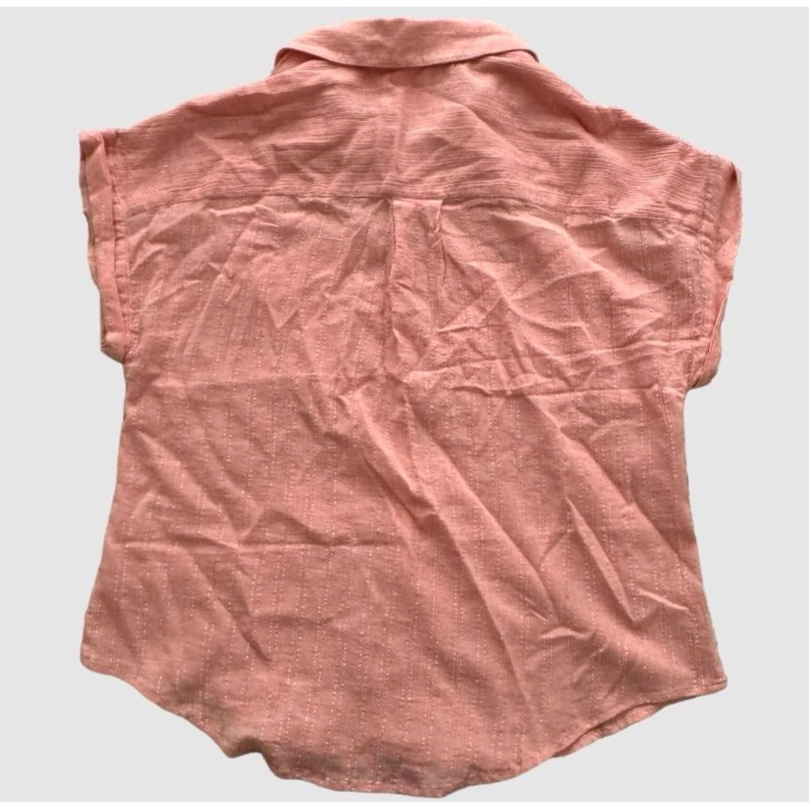Treasure & Bond Treasure & Bond Shirt Womens Small Pink Short Sleeve Button Front Textured Casual Size S / US 4 / IT 40 - 5 Thumbnail