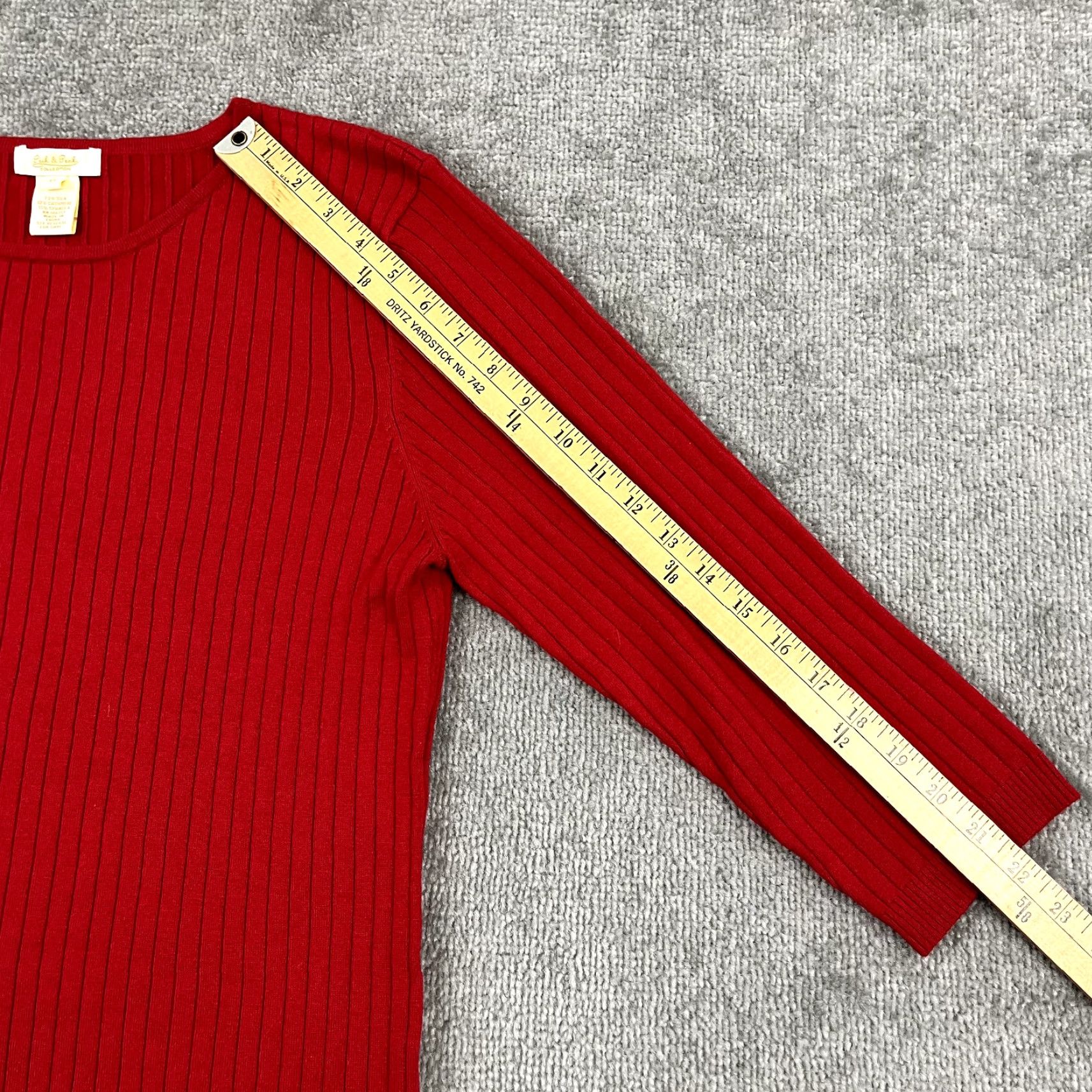 Vintage PECK & PECK Sweater Women XL Red Silk Cashmere Crew Neck 3/4 Pullover Size M / US 6-8 / IT 42-44 - 6 Thumbnail