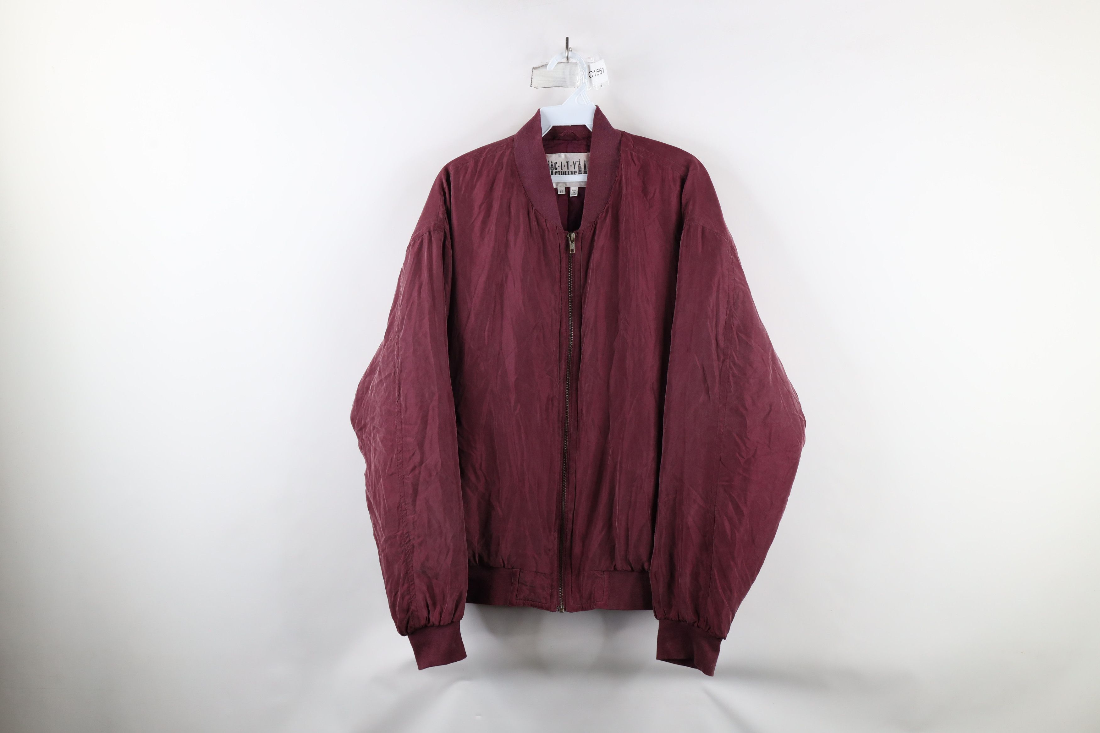 Vintage Vintage 90s Streetwear Quilted Silk Bomber Jacket Maroon Size US M / EU 48-50 / 2 - 1 Thumbnail