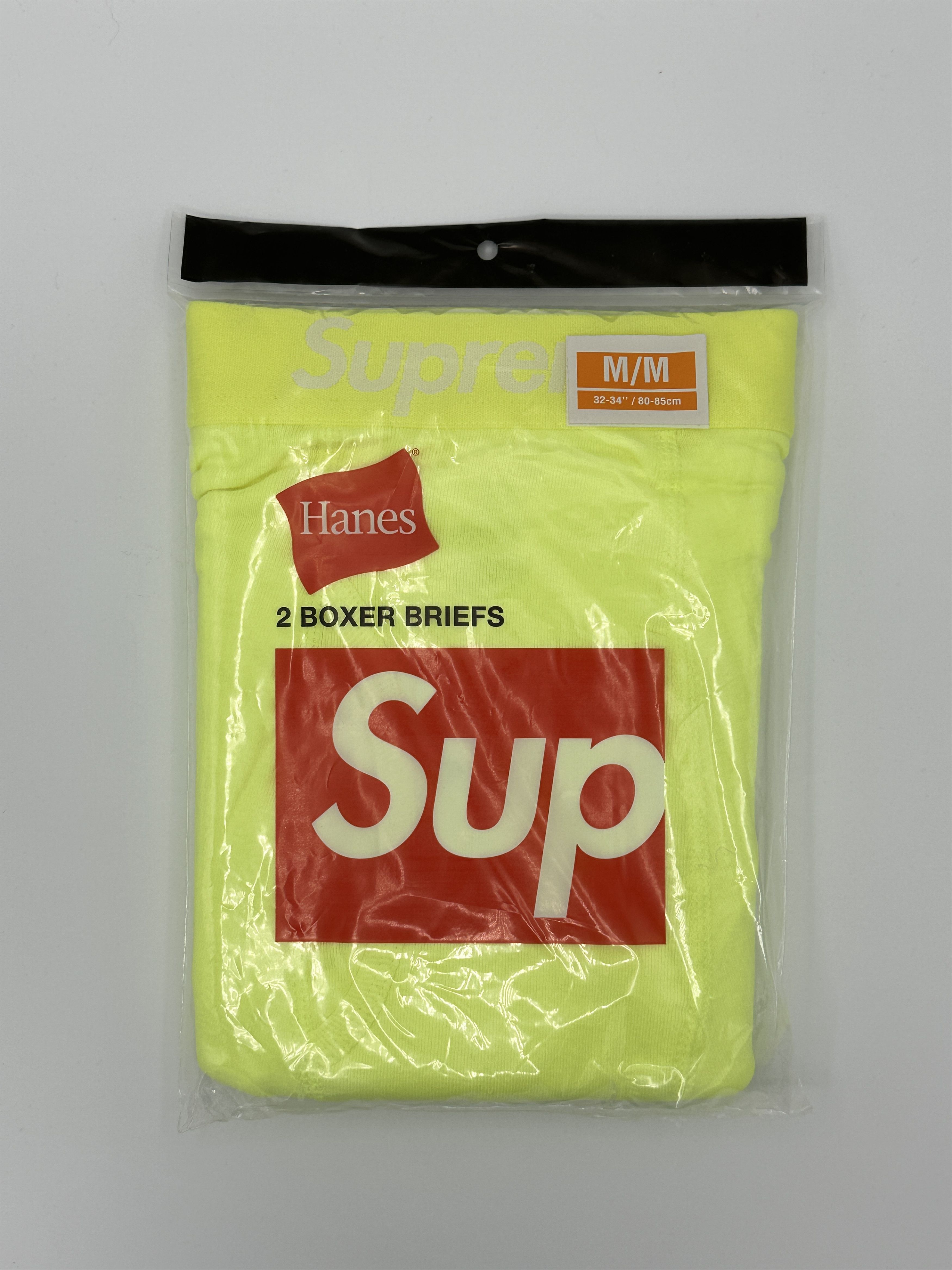 Supreme Supreme Hanes Boxer Briefs (2 Pack) Fluorescent Yellow Neon Size 32 - 2 Thumbnail