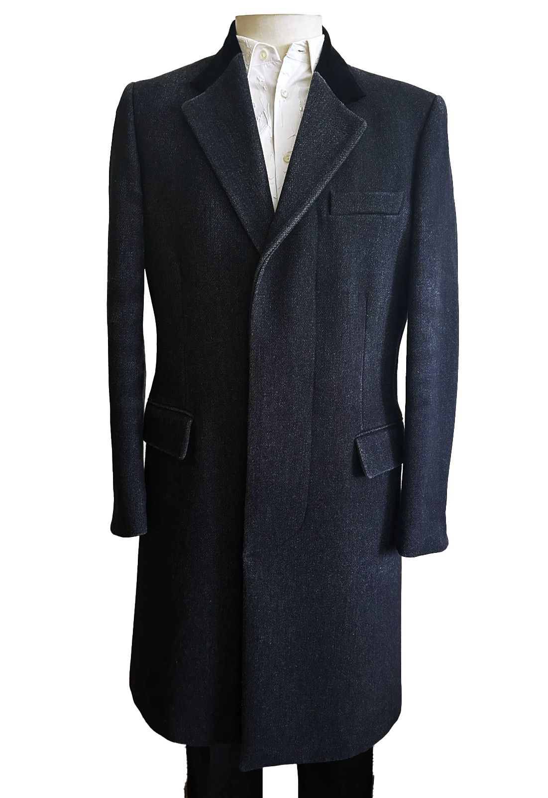 Maison Margiela Topcoat with Velvet Collar A/W 2002/03 Size US M / EU 48-50 / 2 - 1 Thumbnail
