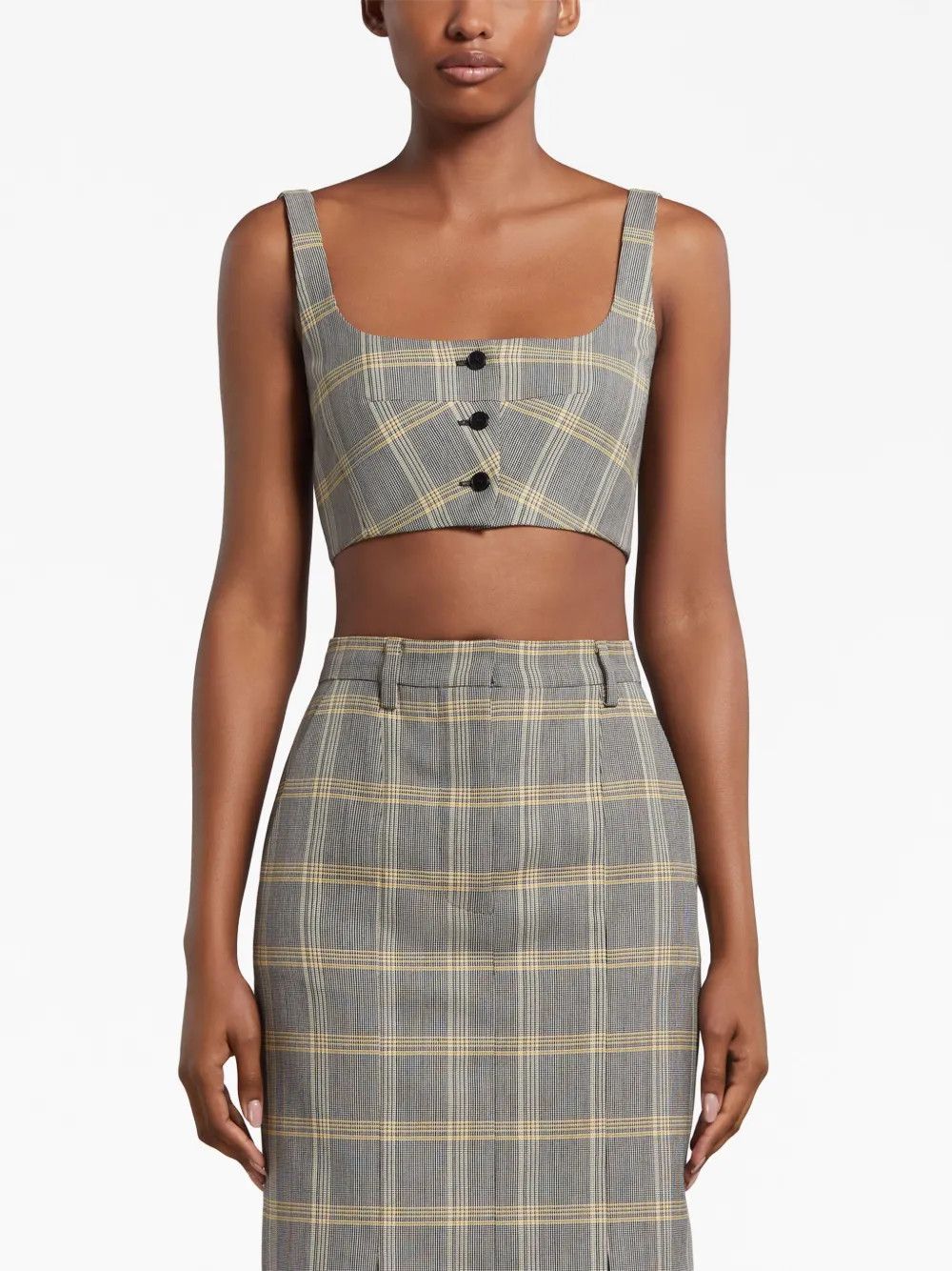 o1w1db10125 Virgin Wool Blend Cropped Top in Grey/Yellow