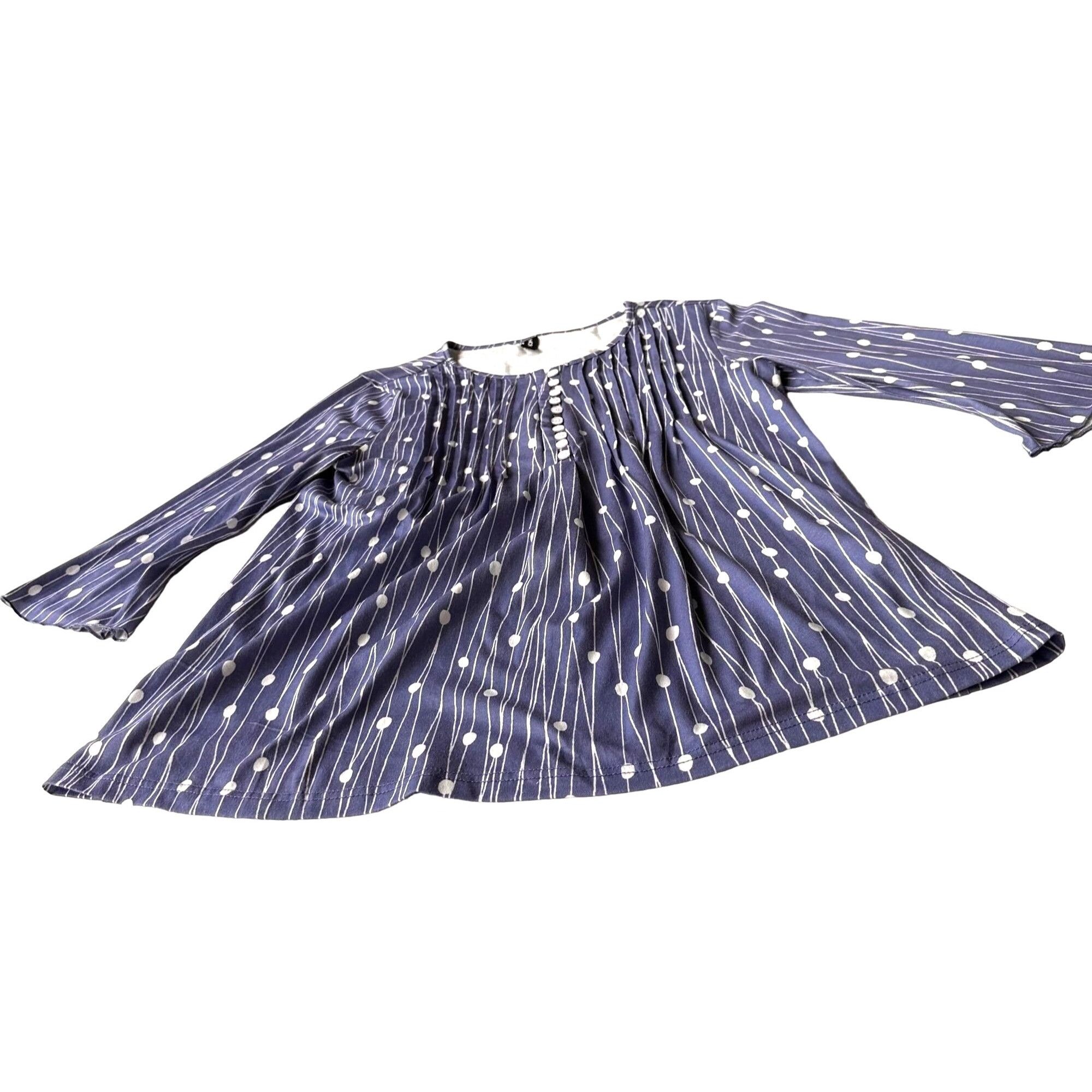 Other NoraCora Tunic Top XL Blue White Polkadot Jersey Fabric Bu Size XL / US 12-14 / IT 48-50 - 4 Thumbnail