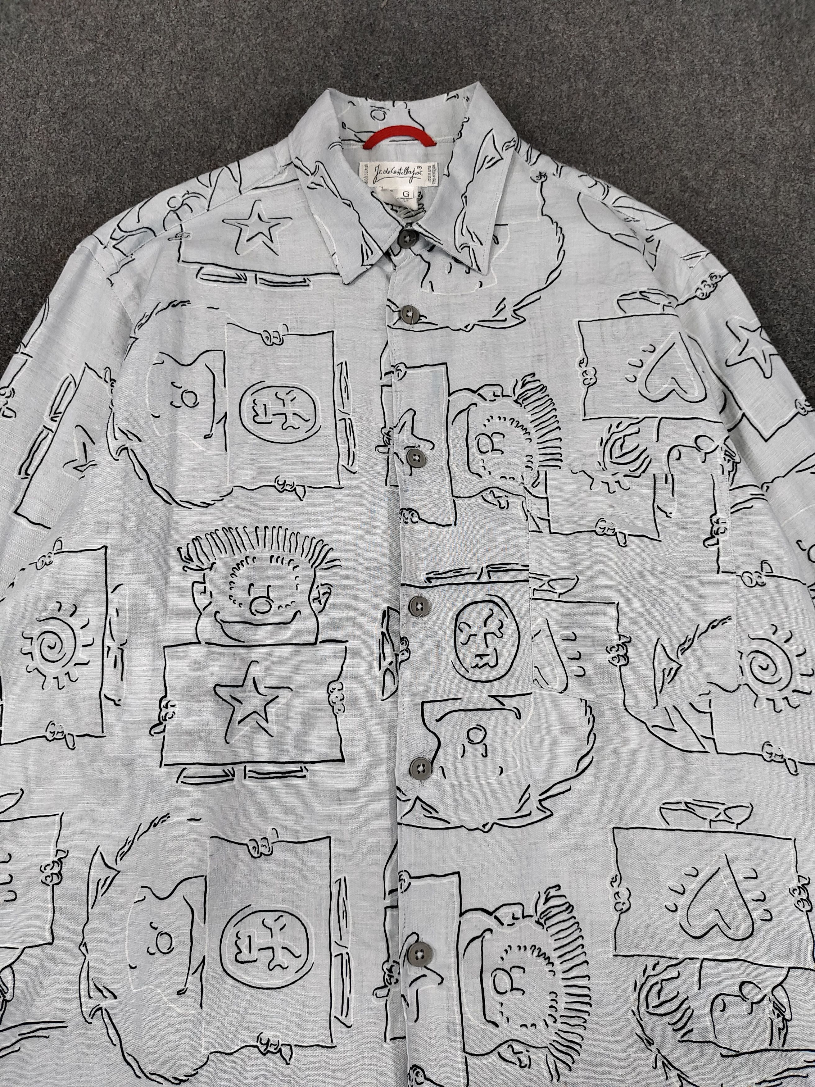 Jean Charles De Castelbajac 90s JC de Castelbajac🔥Cartoon Sketch Art Linen Shirt Size US M / EU 48-50 / 2 - 3 Thumbnail