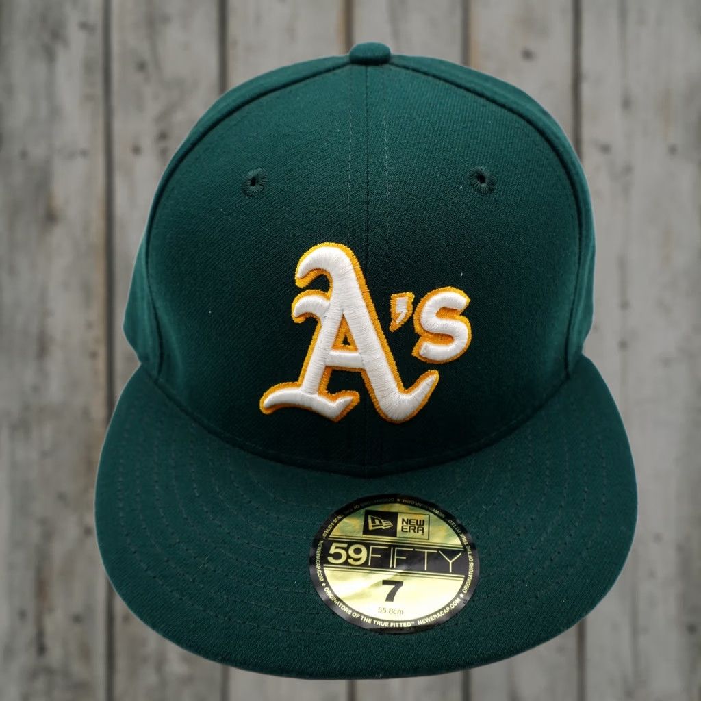 New Era New Era Oakland Athletics MLB Fitted Hat Mens 7 Green 59FIFTY On-Field Cap Size ONE SIZE - 1 Thumbnail