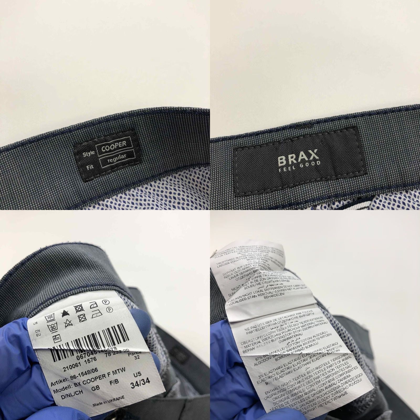 BRAX BRAX Cooper Regular 34x34 Flat Front Chino Pants Gray Mens Straight Leg Wide Belt Loops Pockets Dress Workwear Casual Formal 30L 35W 0 Size US 38 / EU 54 - 8 Thumbnail