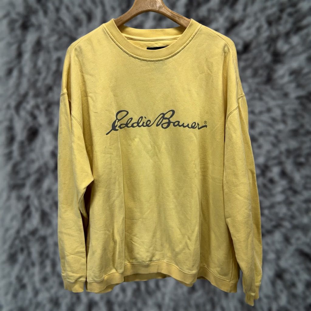 Eddie Bauer VINTAGE Eddie Bauer EBTEK Sweatshirt Mens Yellow Logo Crewneck Pullover 90s Logo Graphic Print Sweatshirt Mens Large Yellow 90s Theme Mens Size US L / EU 52-54 / 3 - 1 Thumbnail