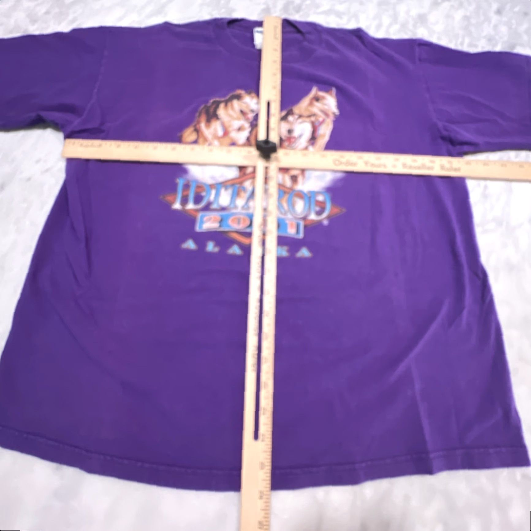 Jerzees VINTAGE Iditarod Alaska T-shirt Mens Large Purple Husky Dog Race Graphic Tee Size US L / EU 52-54 / 3 - 7 Thumbnail