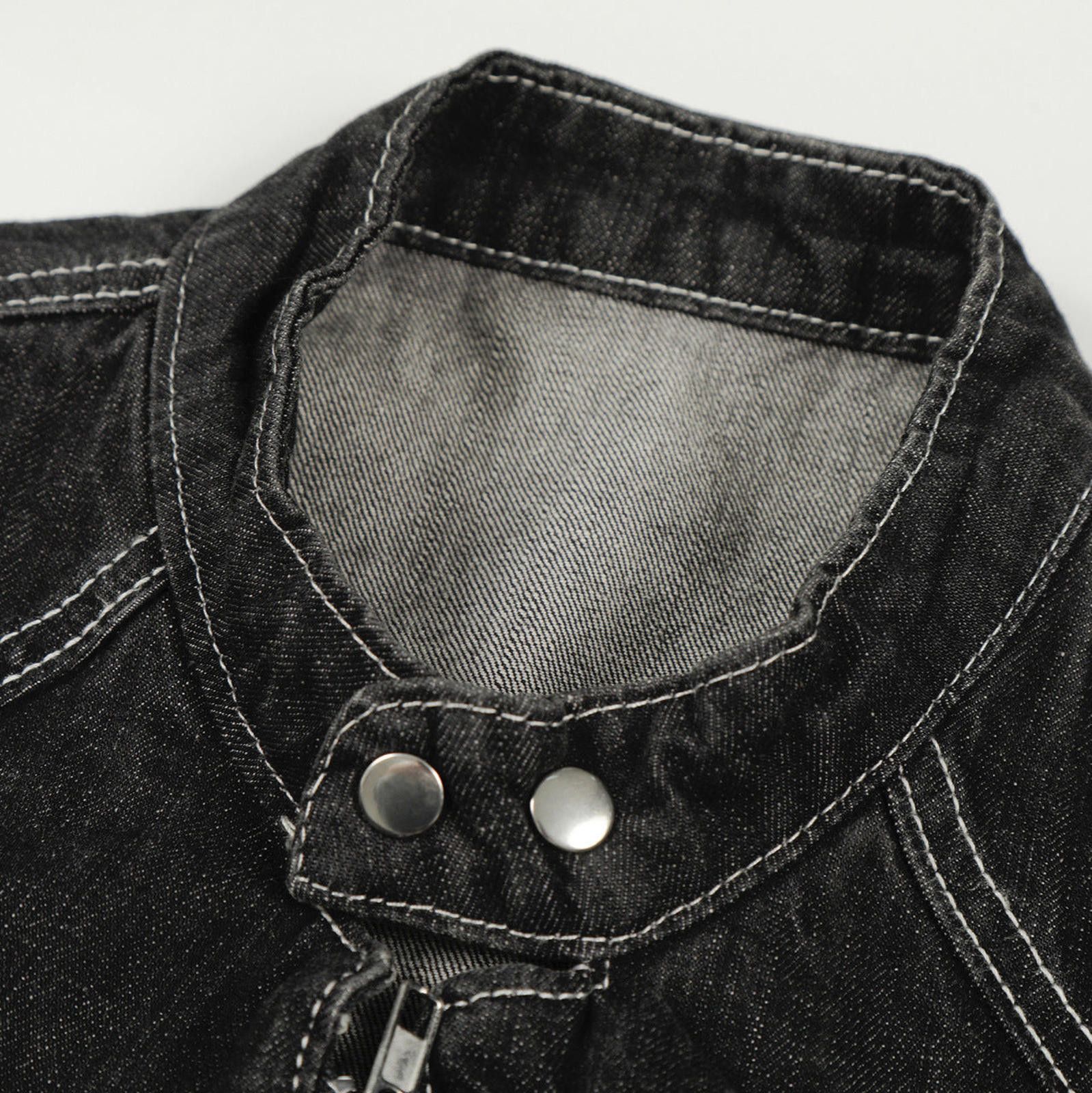 Japanese Brand Black Buckle Front Denim Jacket, Slim Fit Outerwear Size US XL / EU 56 / 4 - 3 Thumbnail