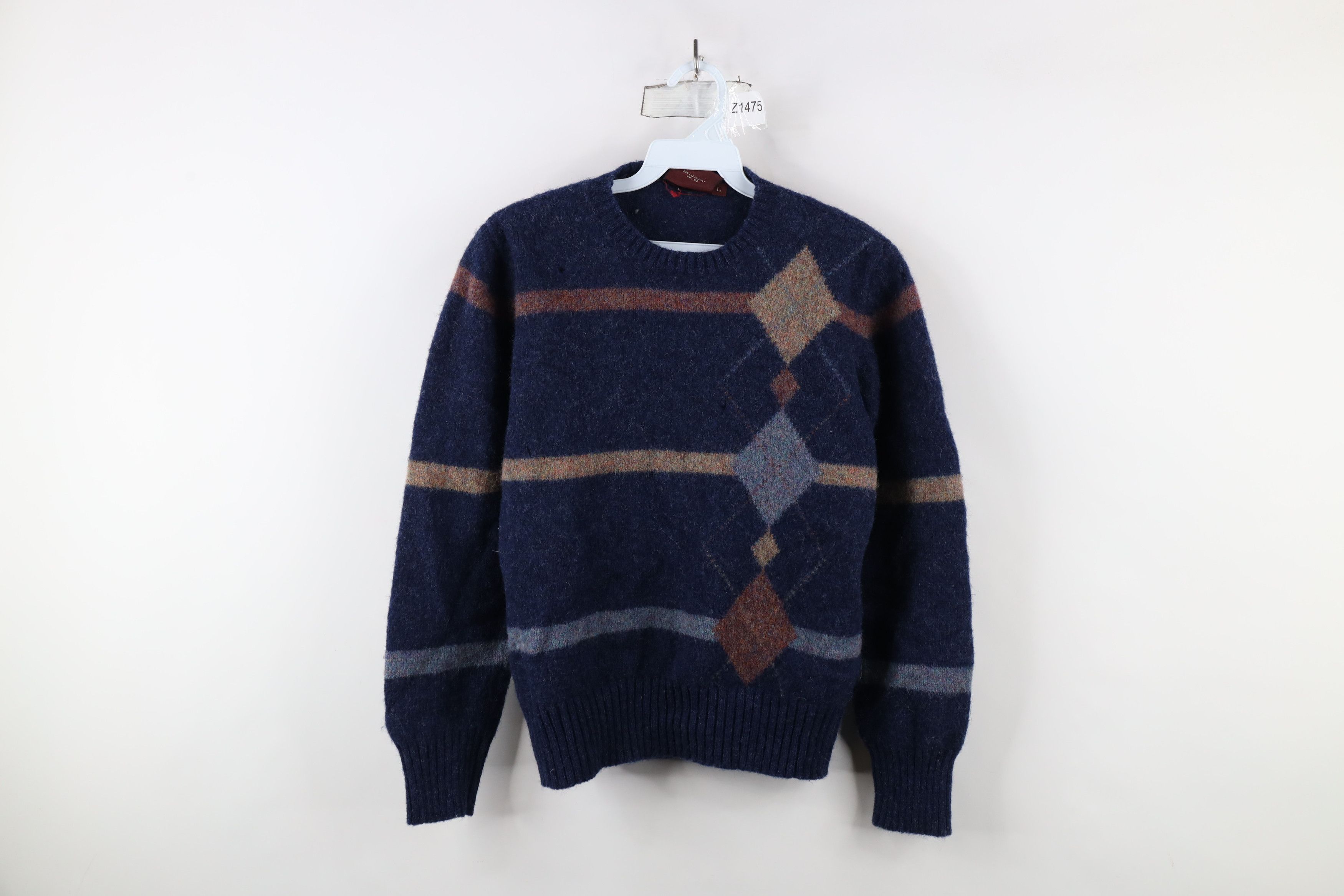 Ralph Lauren × Vintage Vintage 90s Chaps Ralph Lauren Argyle Striped Knit Sweater Size L / US 10 / IT 46 - 1 Thumbnail