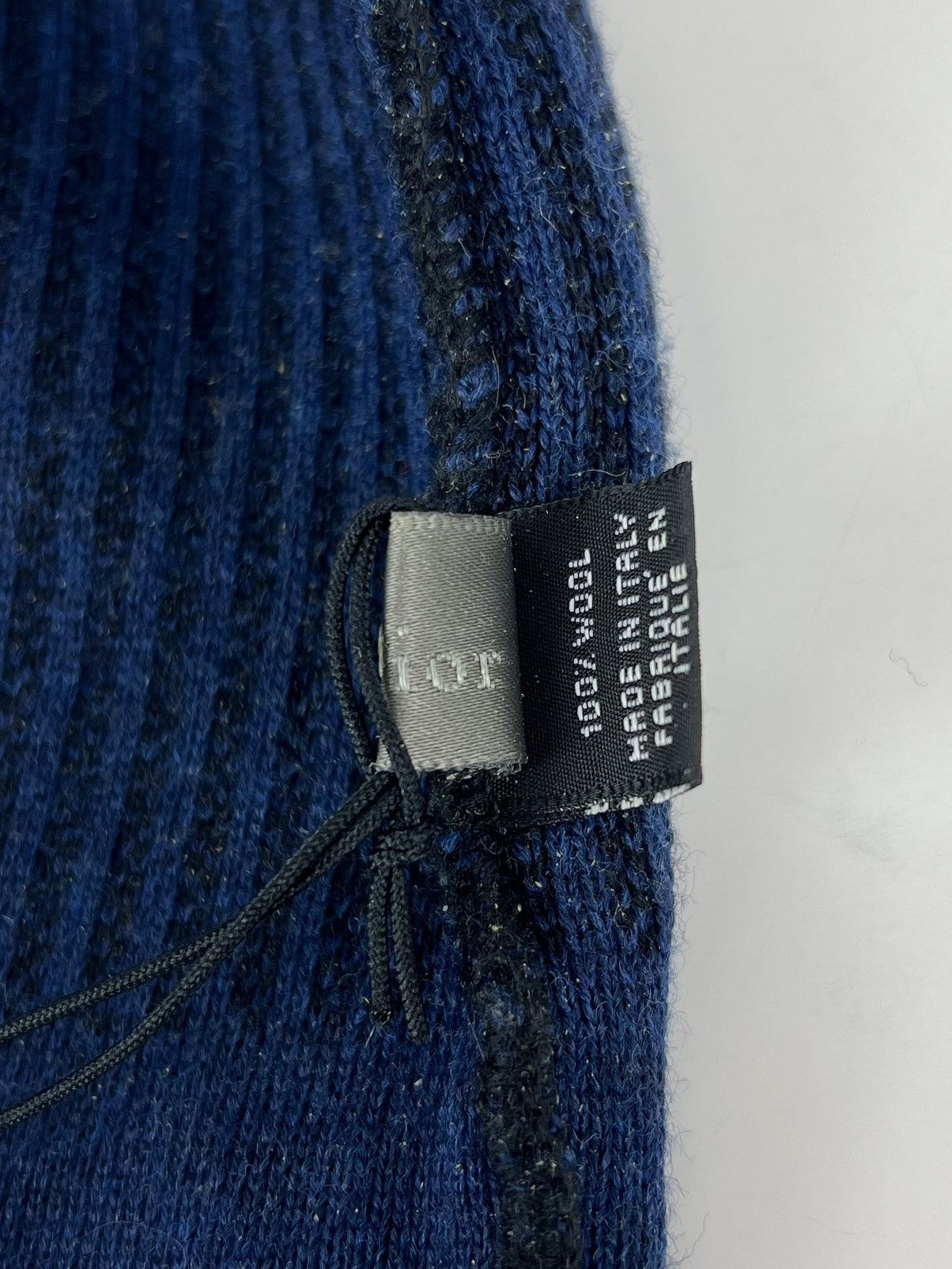 Dior DIOR Hat Wool 100% Leather Patch Logo Striped Black/Blue Men Size ONE SIZE - 12 Thumbnail
