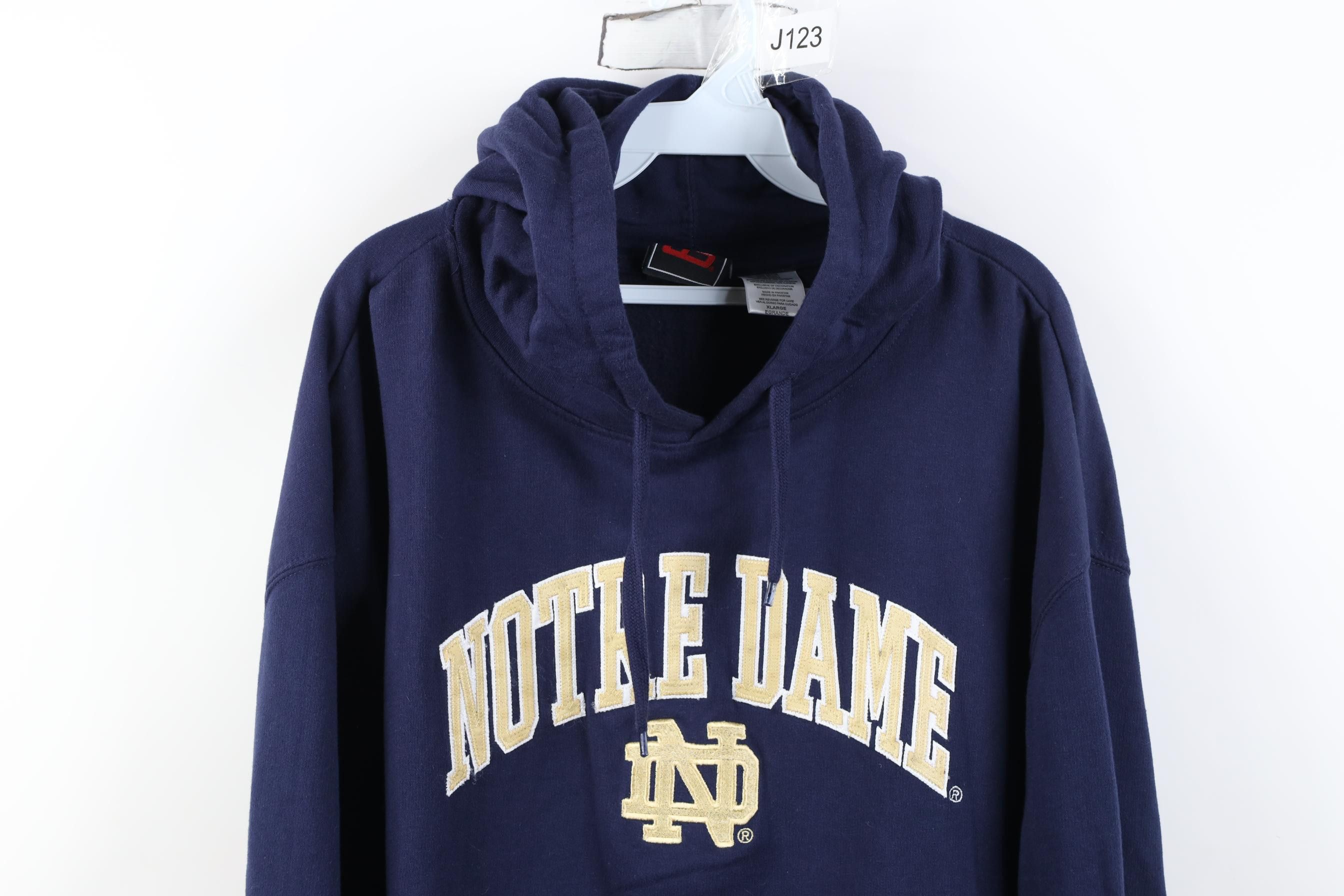 Vintage Vintage 90s Y2K Notre Dame University Hoodie Sweatshirt Blue Size US XL / EU 56 / 4 - 2 Thumbnail