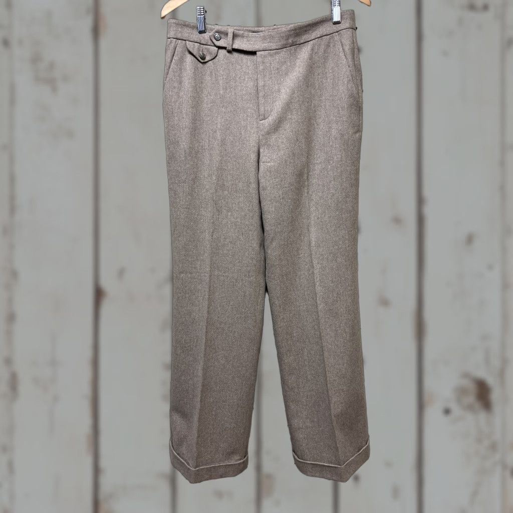 Ralph Lauren VINTAGE Lauren Ralph Lauren Pants Camel Tan Wool Flannel Size 10 Straight Leg, Pockets, Pleated, Dress Pants, Fall Winter Womens Size 32" / US 10 / IT 46 - 1 Thumbnail