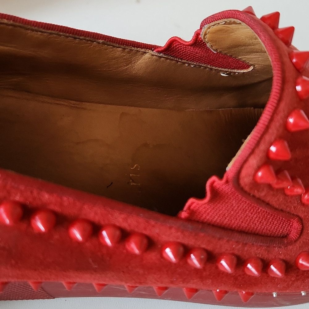 Christian Louboutin CHRISTIAN LOUBOUTIN | Pik Boat Mens Shoes Spike Slipons Red Size US 6.5 / EU 39-40 - 8 Thumbnail