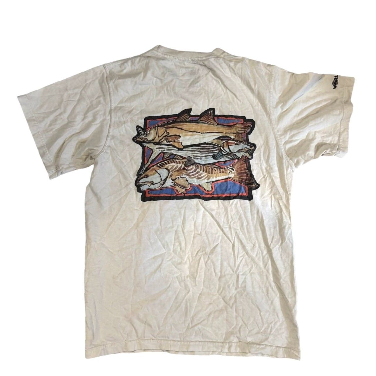 Patagonia VINTAGE Patagonia Mens Beneficial T's Crewneck Hiking T Shirt White World Trout Size S M Size US M / EU 48-50 / 2 - 2 Thumbnail