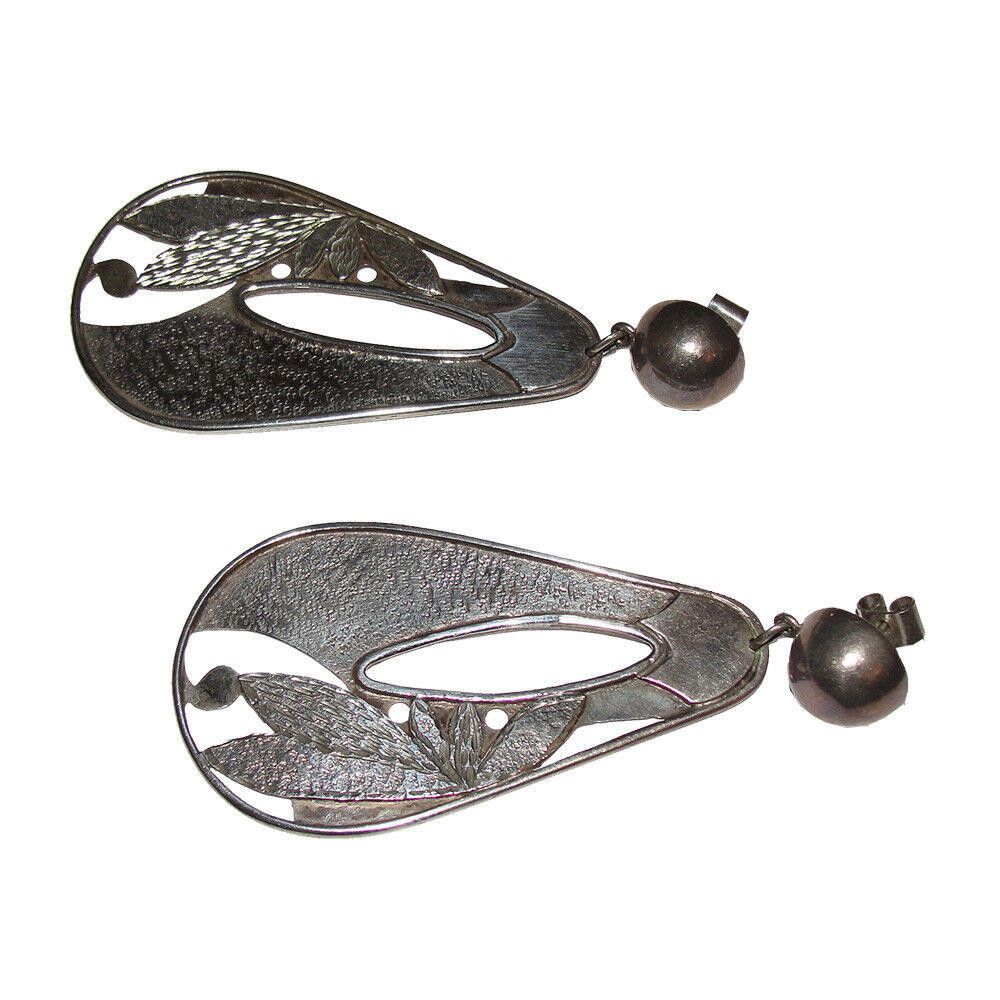 Handmade Hand Made Sterling Silver Etched Chandelier Earrings Size ONE SIZE - 4 Thumbnail