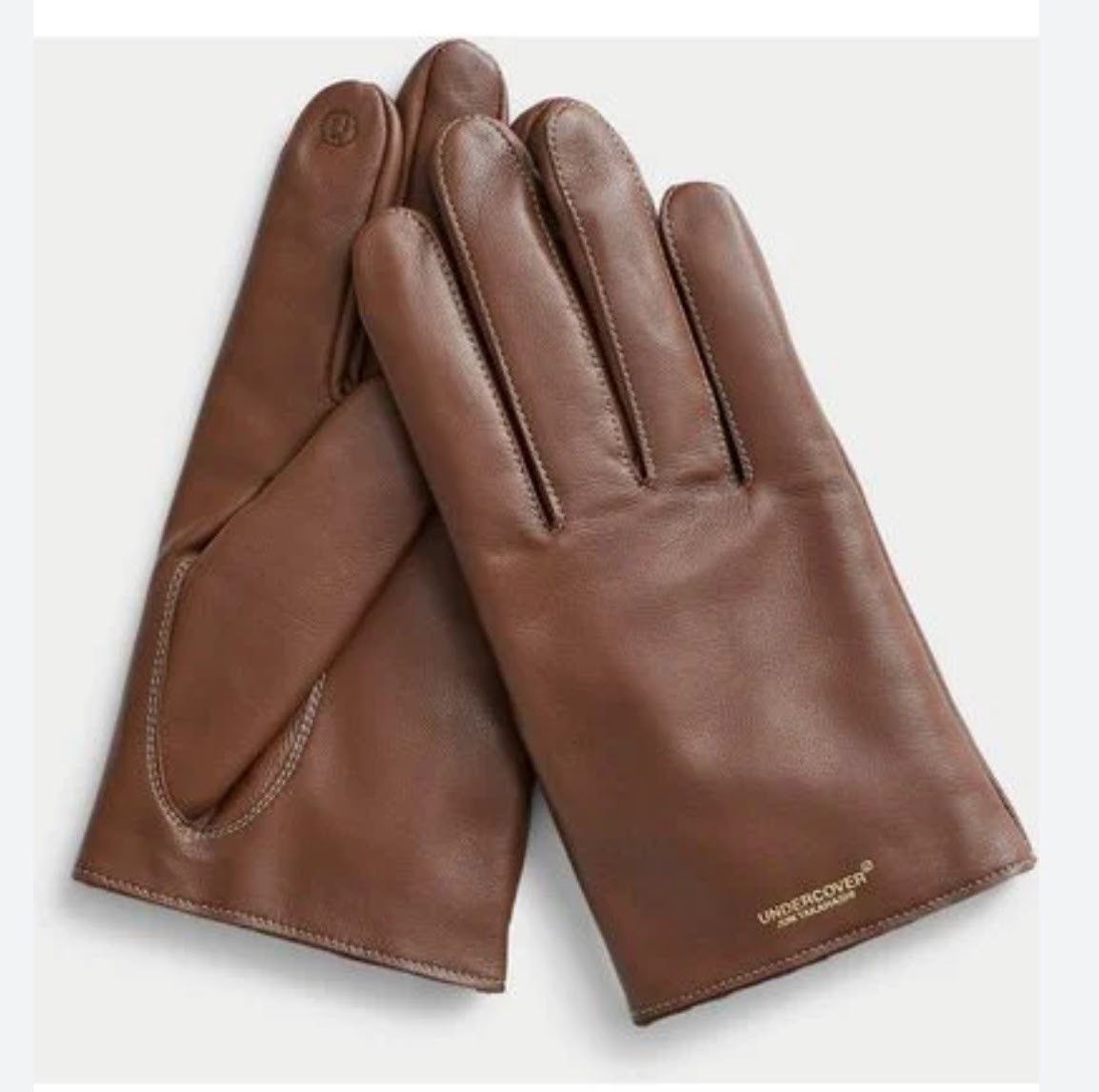 image of Undercover Logo-Debossed Leather Gloves - Unisex in Brown, Men's