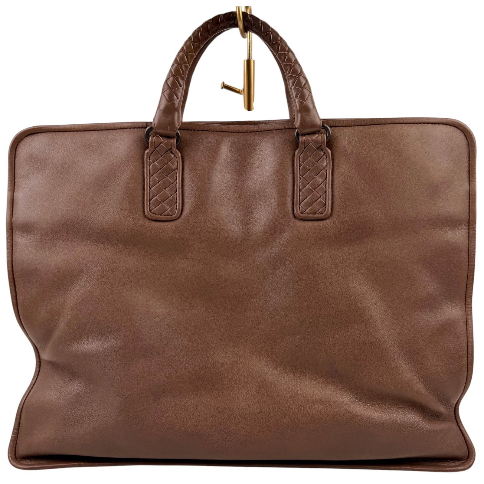 Bottega Veneta Bottega Veneta Black Intrecciato Leather Briefcase Bag Brown Size 42 - 1 Thumbnail