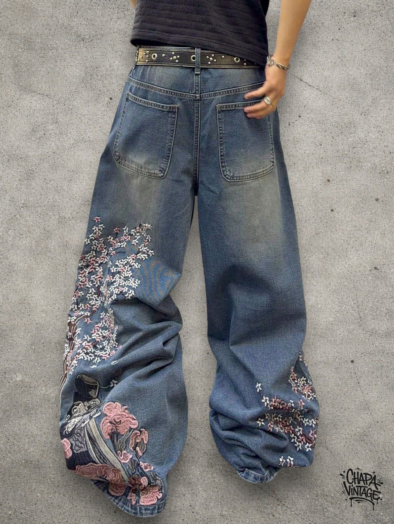 Japanese Brand Floral baggy jeans Size US 32 / EU 48 - 4 Thumbnail