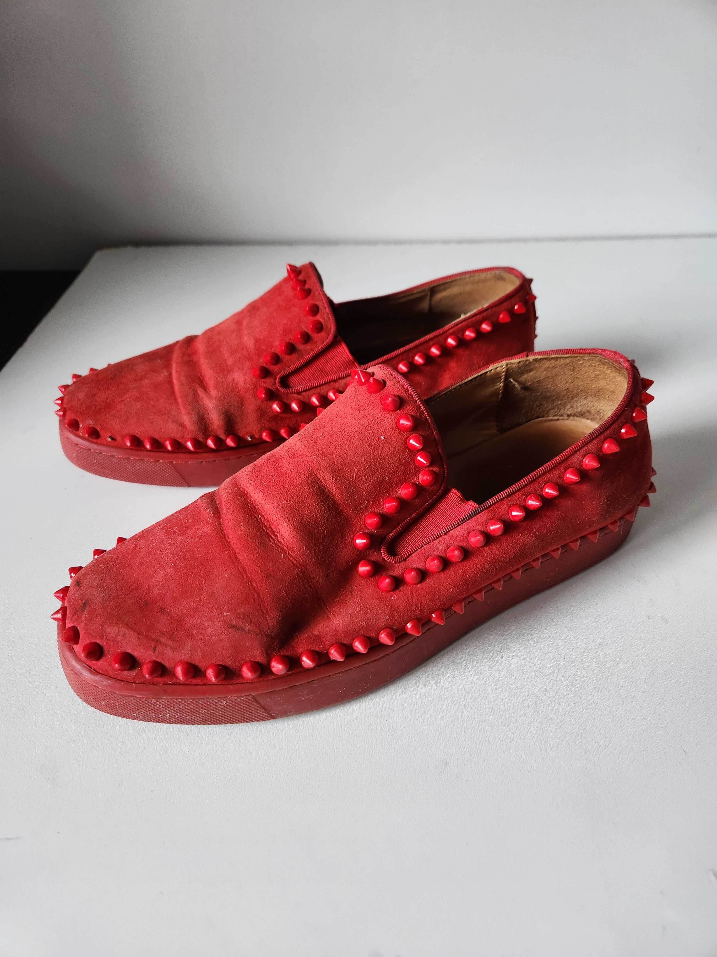 Christian Louboutin CHRISTIAN LOUBOUTIN | Pik Boat Mens Shoes Spike Slipons Red Size US 6.5 / EU 39-40 - 17 Thumbnail