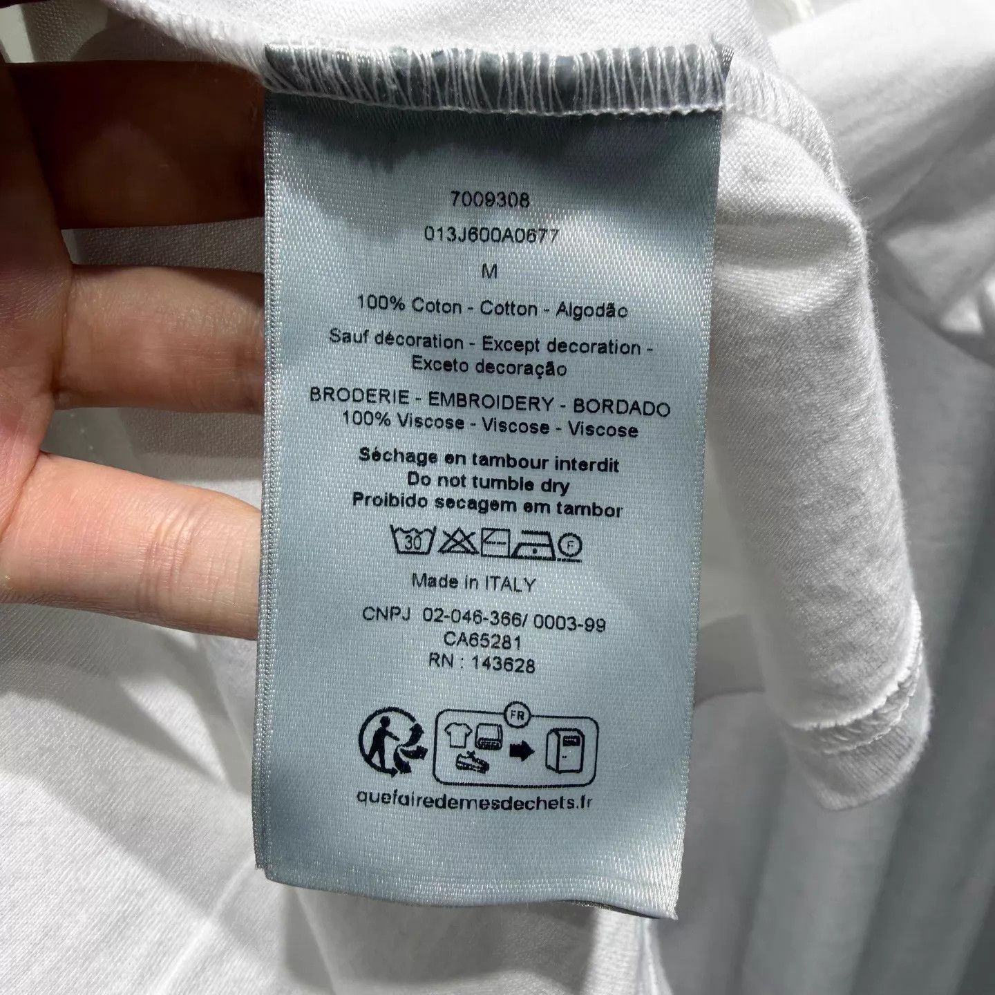Dior DIOR White T - shirt M CD Embroidery Ribbed Collar Size US M / EU 48-50 / 2 - 4 Thumbnail