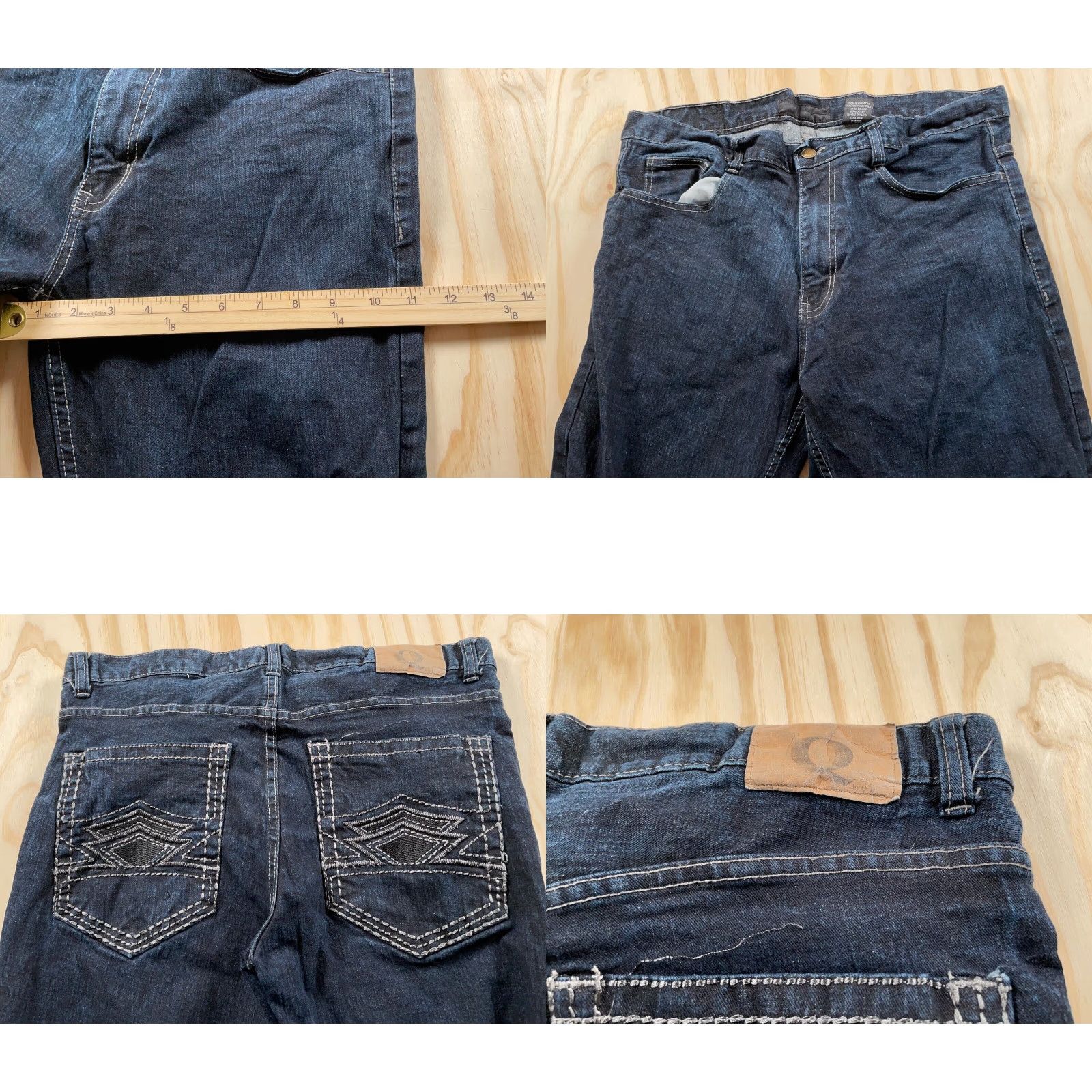 Denime VTG Y2K Streetwear Jeans Men's 36 Regular Dark Blue Denim 37 x 31 Belt Loops 5-Pocket Zipper Fly Vintage Hip Hop 90s Style Size US 36 / EU 52 - 8 Thumbnail