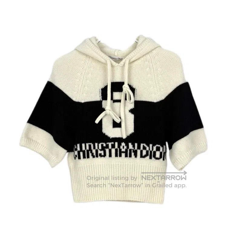 Dior Dior Black and white number 8 wool cashmere hooded sweater Size XXS / US 00 / IT 34 - 1 Thumbnail