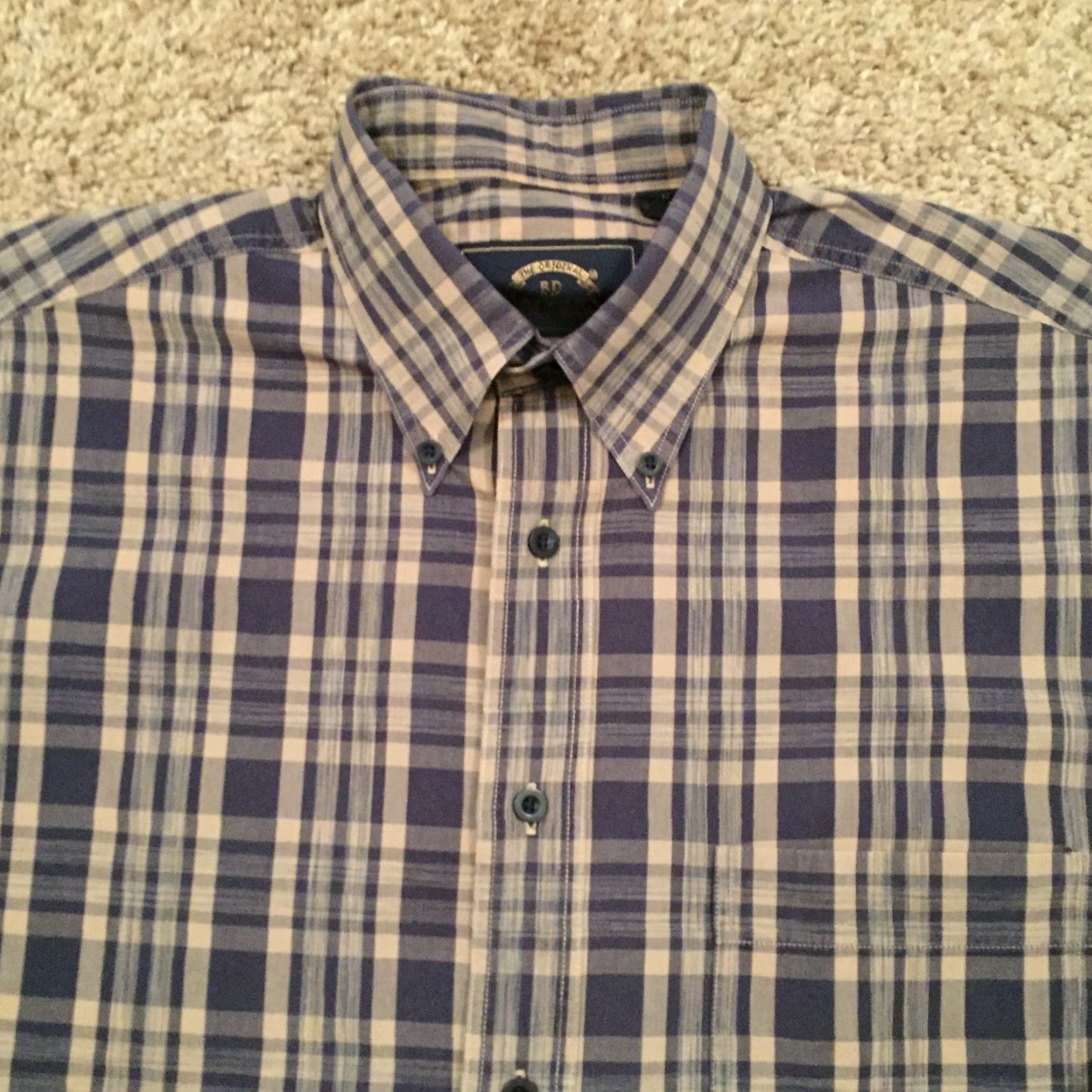 Vintage BD Baggies Shirt Mens Medium Blue Beige Plaid Long Sleeve Button Up Shirt Size US M / EU 48-50 / 2 - 3 Thumbnail