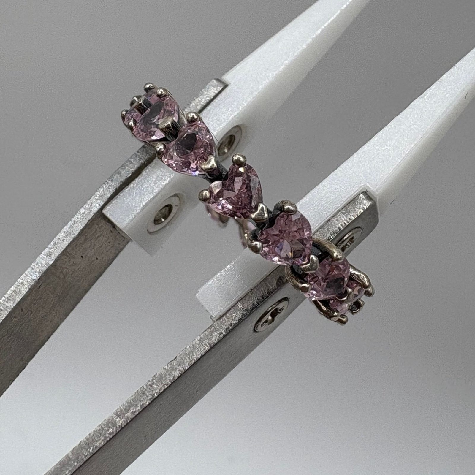 Other Vintage Sterling Silver Pink Heart Eternity Band S925 size 8 Size ONE SIZE - 4 Thumbnail