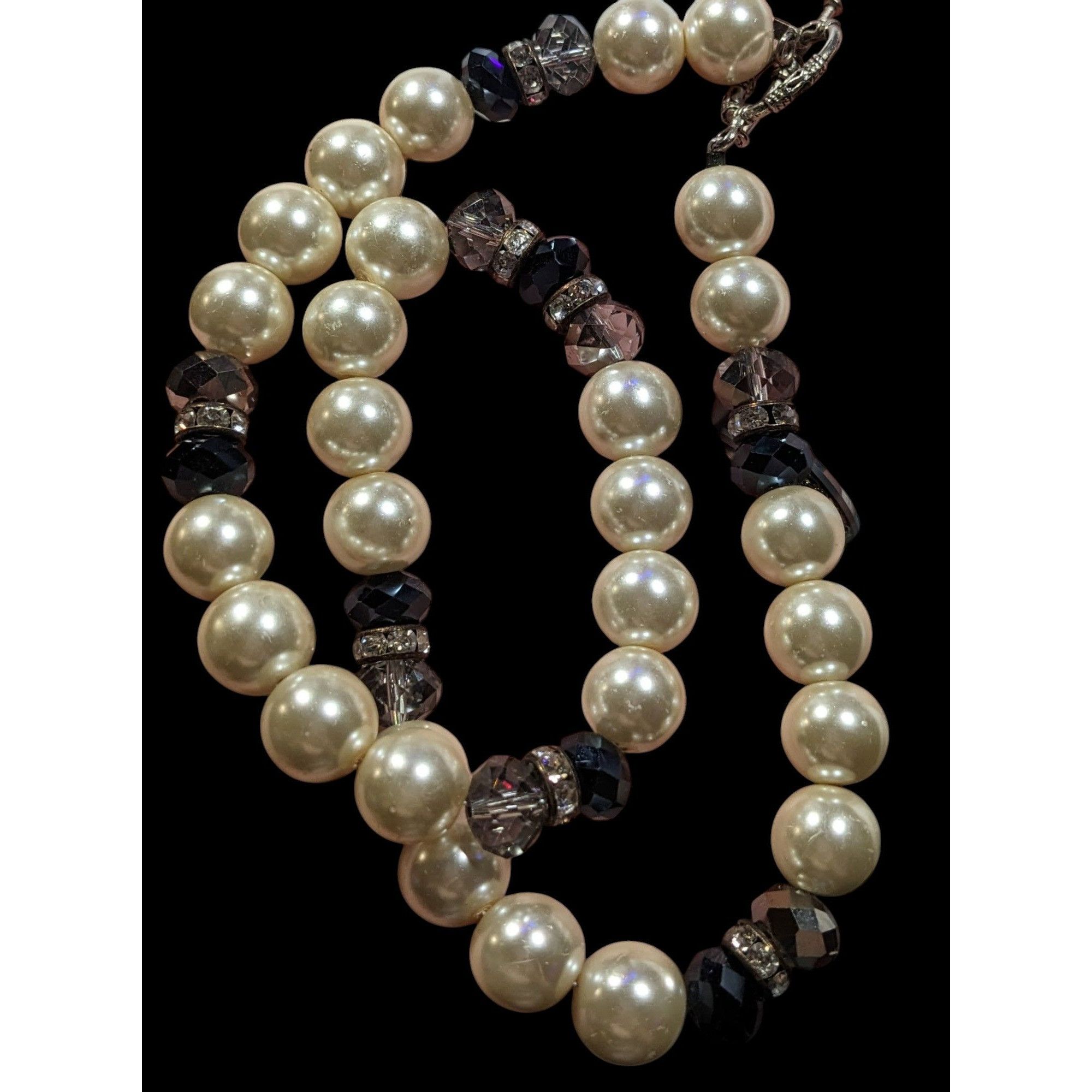 Handmade Handmade Elegant Faux Pearl And Glass Beaded Necklace Size ONE SIZE - 5 Thumbnail