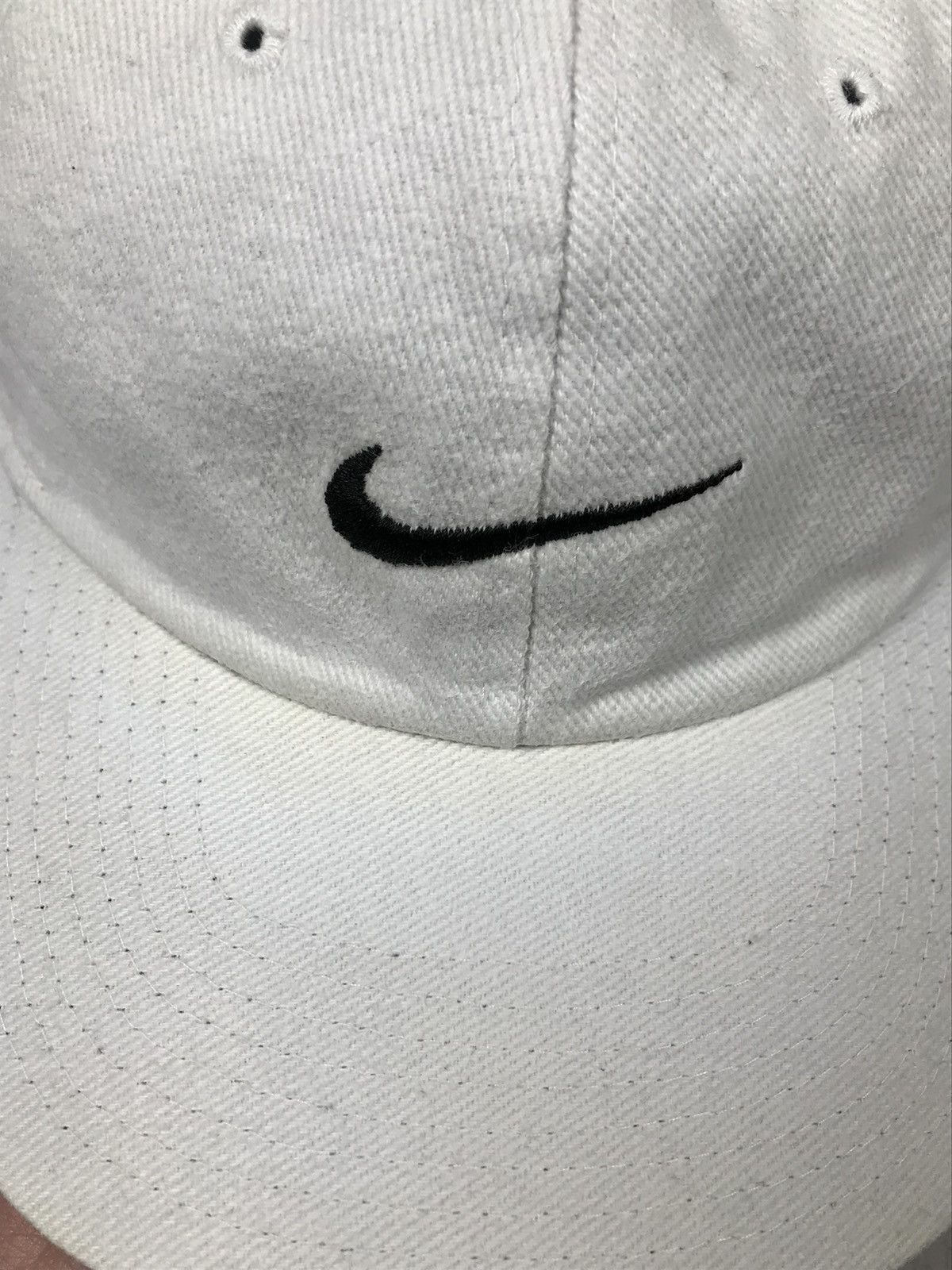 Nike × Vintage Vintage Nike Center Logo Swoosh Cap Hat Adjustable Drill Size ONE SIZE - 5 Thumbnail