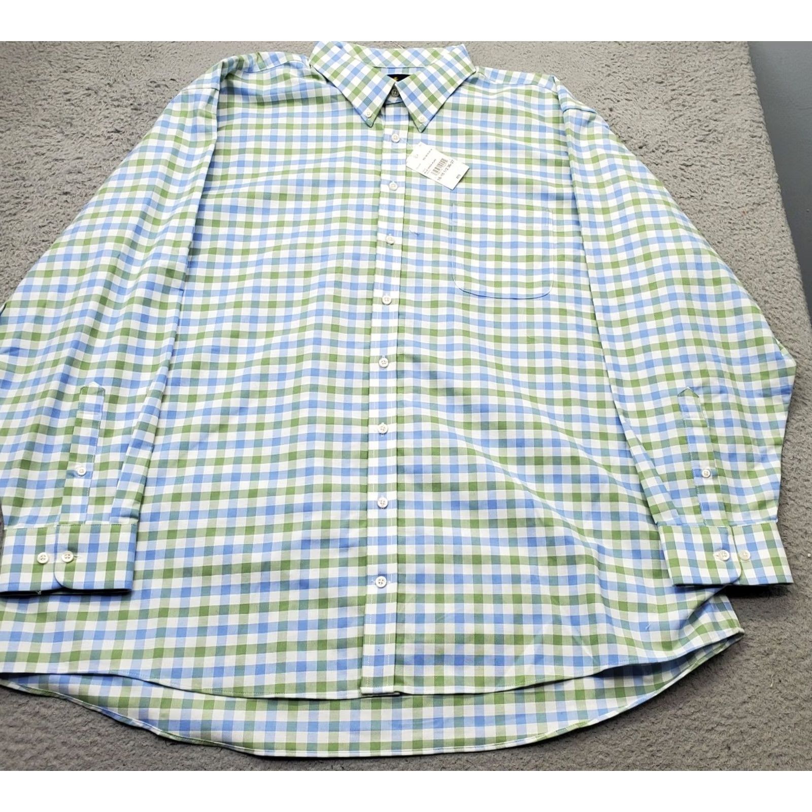 Stafford Stafford Mens Dress Shirt 2XL Plaid Wrinkle Free Button-Down Multicolor Regular Shirt Size 48R - 2 Thumbnail
