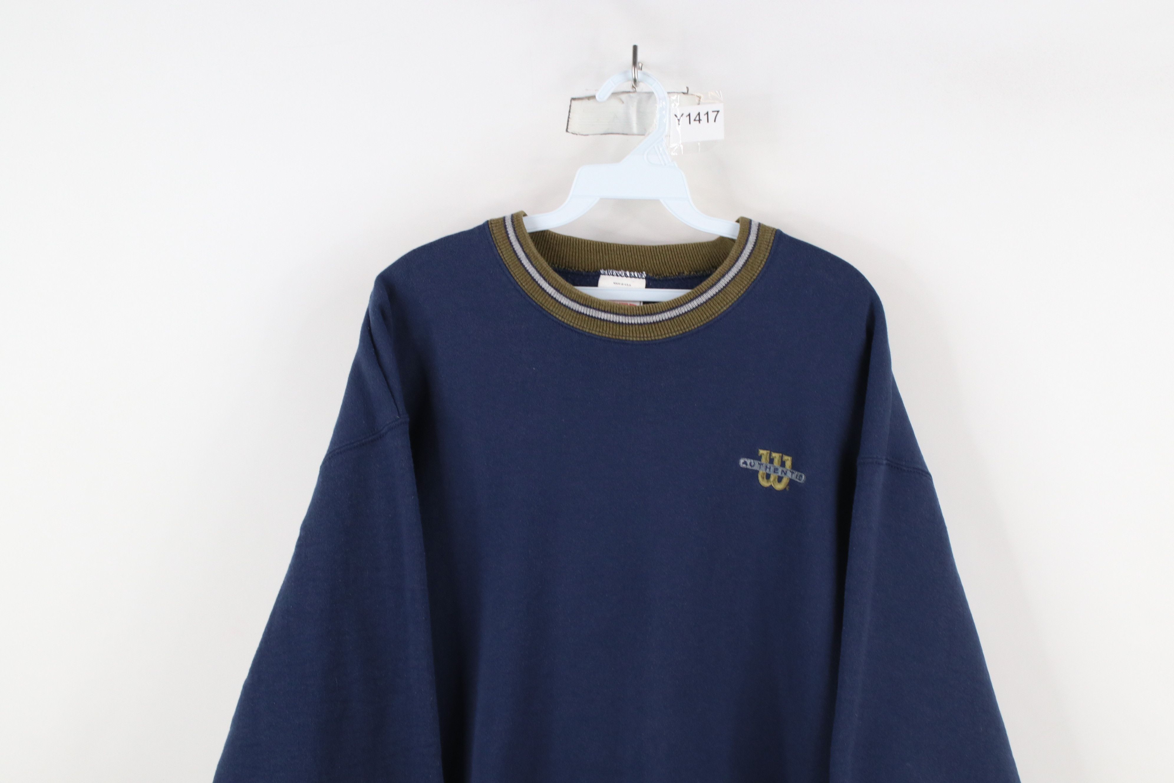 Vintage Vintage 90s Wilson Spell Striped Heavyweight Sweatshirt USA Size US XL / EU 56 / 4 - 2 Thumbnail