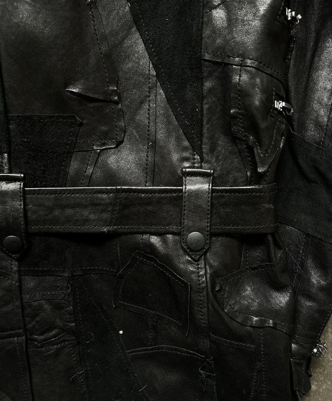 Yasuyuki Ishii Yasuyuki Ishii Heavily Distressed Dark Patch Leather Coat Size US XL / EU 56 / 4 - 9 Thumbnail