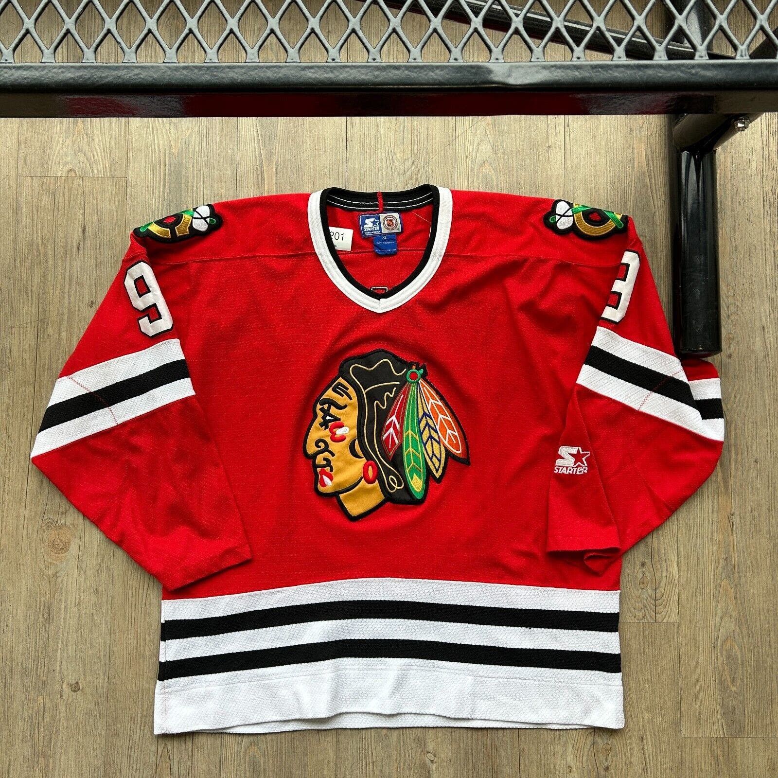 image of Vintage 90's | Nhl Chicago Blackhawks 9 Starter Jersey Size XL in Red, Men's