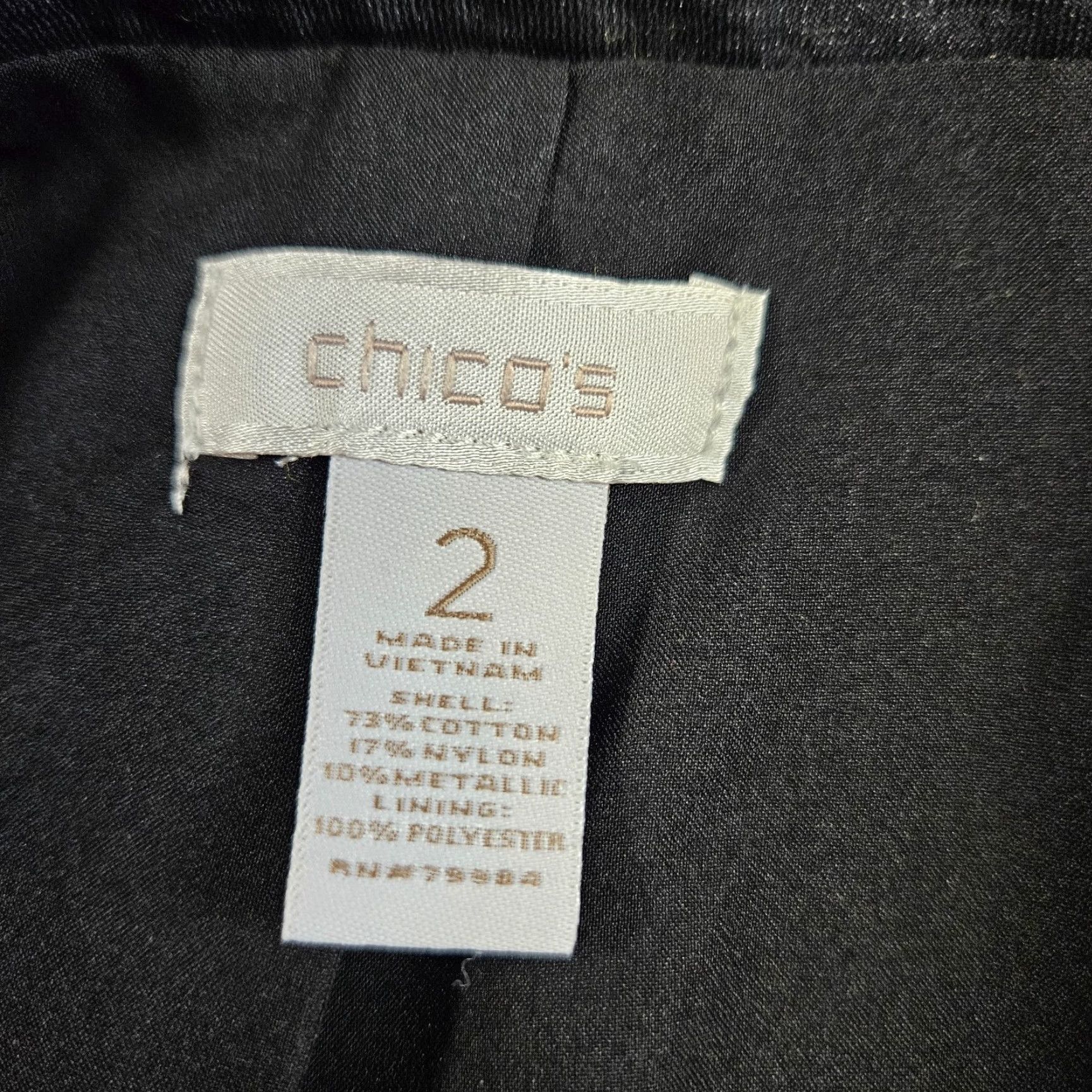 Vintage Chico's Women's Jacket L Black Solid Cotton Blend Button Front 3/4 Sleeve Adult Womens Size L / US 10 / IT 46 - 5 Thumbnail