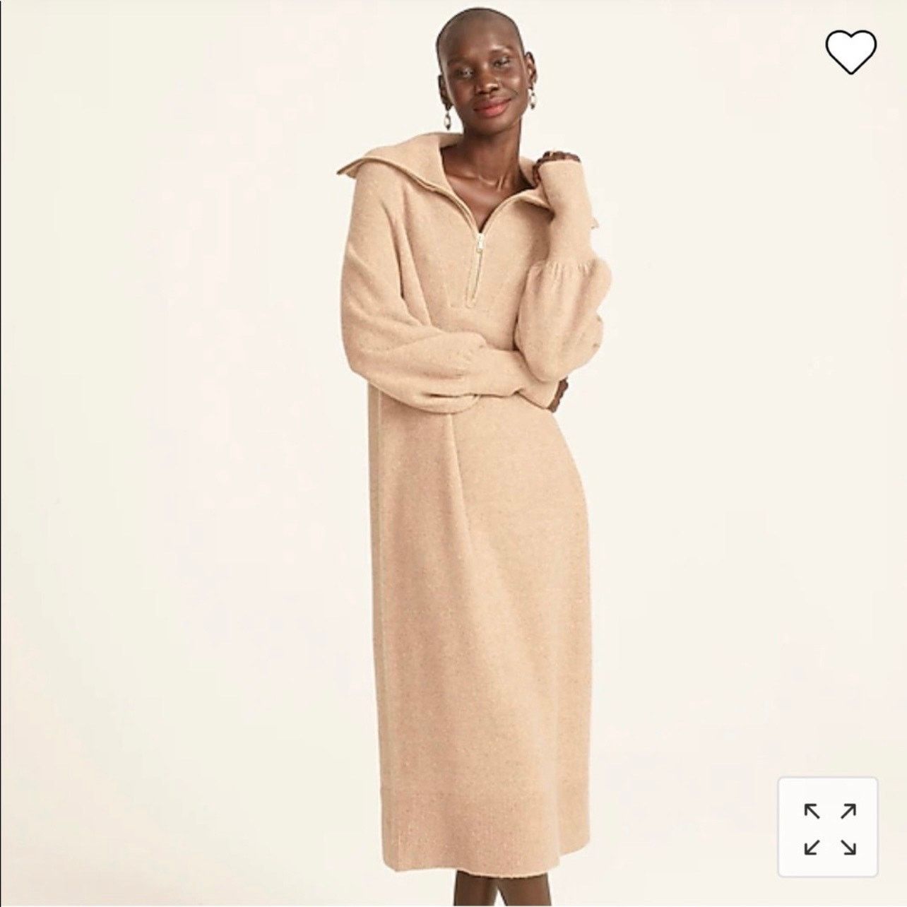 J.Crew J.Crew Half-zip midi sweater-dress in supersoft yarn beige Size S / US 4 / IT 40 - 1 Thumbnail