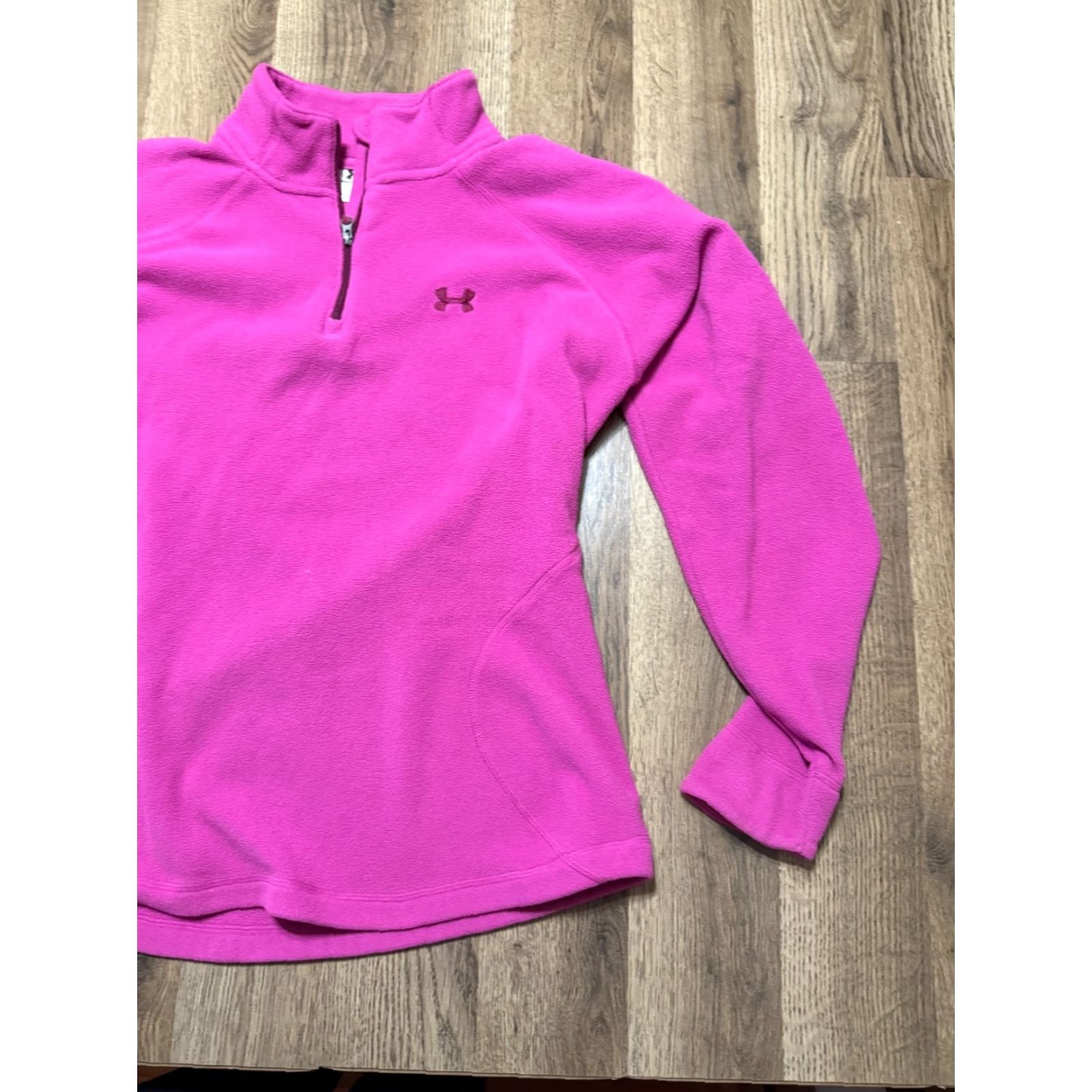 Under Armour Under Armour Sweater Womens Size M Pink 1/4 Zip Pullover Fleece Logo Pullover Size M / US 6-8 / IT 42-44 - 4 Thumbnail