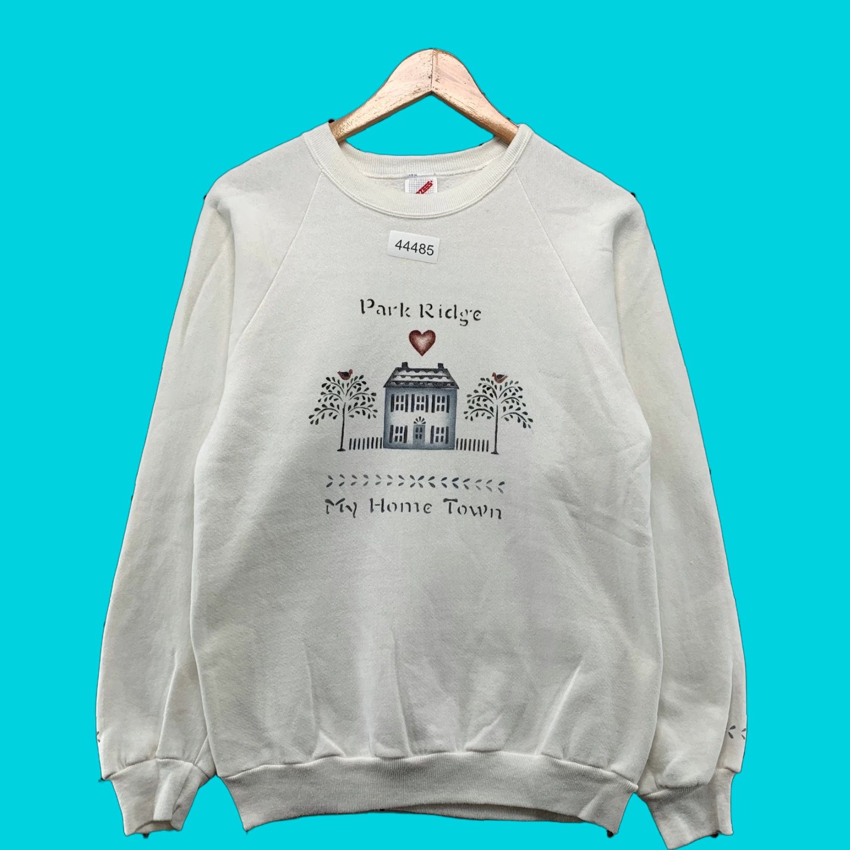 Jerzees VINTAGE Jerzees Park Ridge Sweatshirt Men M White 90s Graphic Pullover Crew Neck Mindful My Home Town USA Made Size US M / EU 48-50 / 2 - 1 Thumbnail