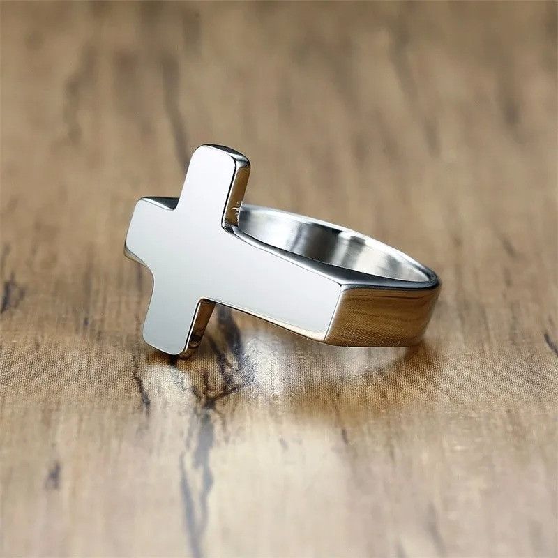 Jewelry × Vintage Men Cross Shaped Ring Size ONE SIZE - 2 Thumbnail