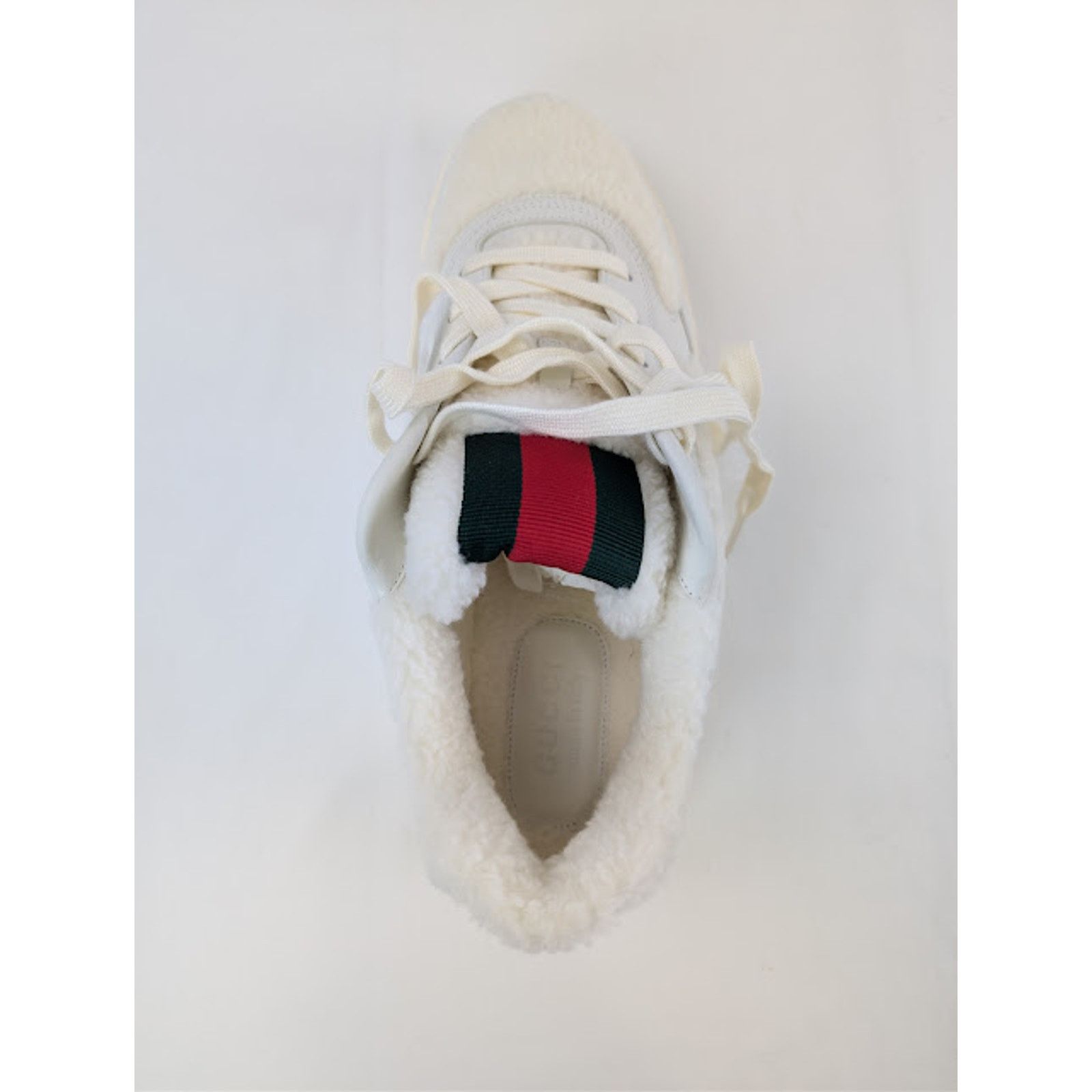 Gucci o1rshd1 Leather Re-Web Sneaker in White Merino Wool-Effect Size US 10 / EU 43 - 17 Thumbnail