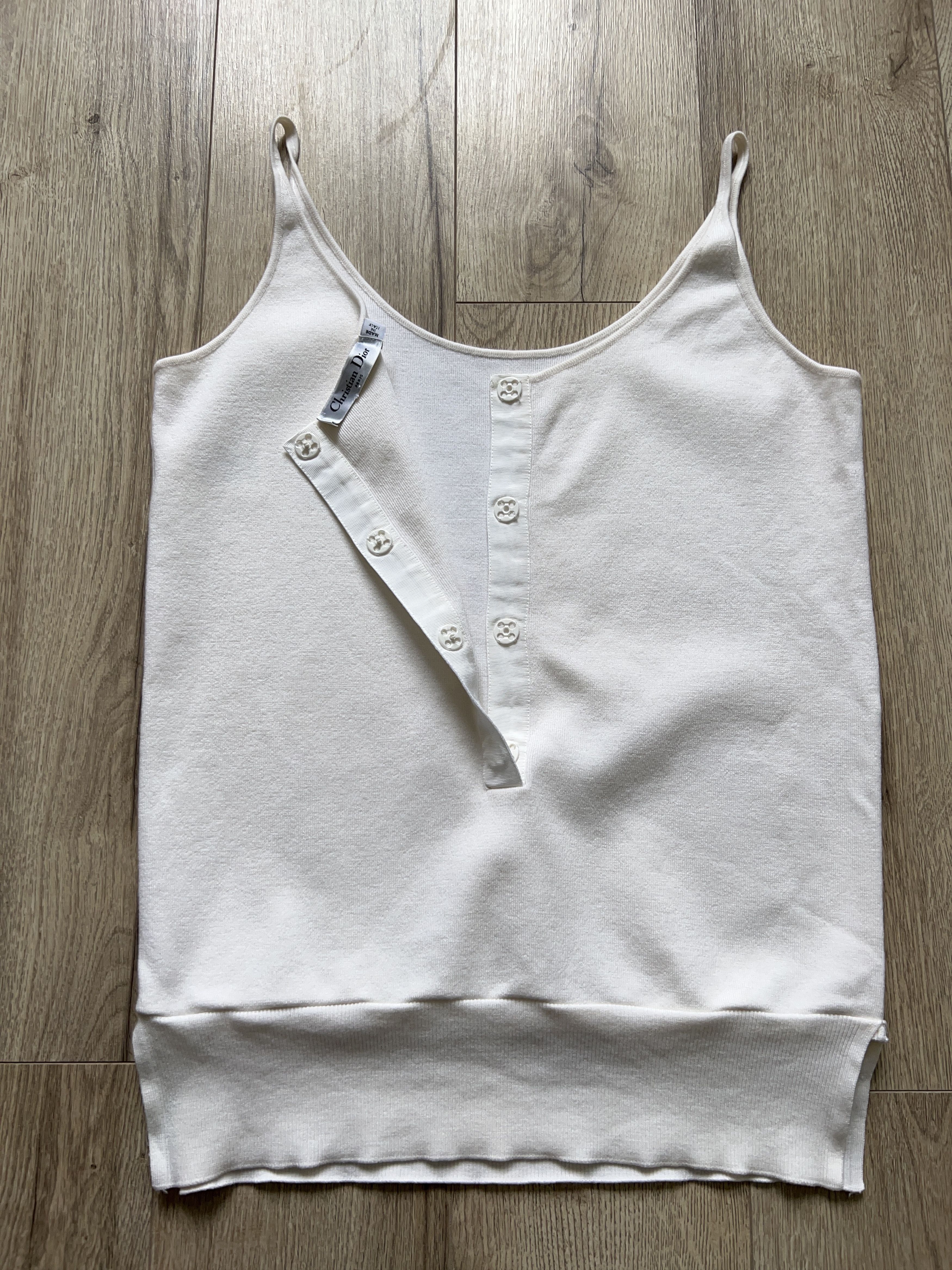 Dior × Vintage Christian Dior Wool Polyamide White Sleeveless Tank Top Size S / US 4 / IT 40 - 9 Thumbnail