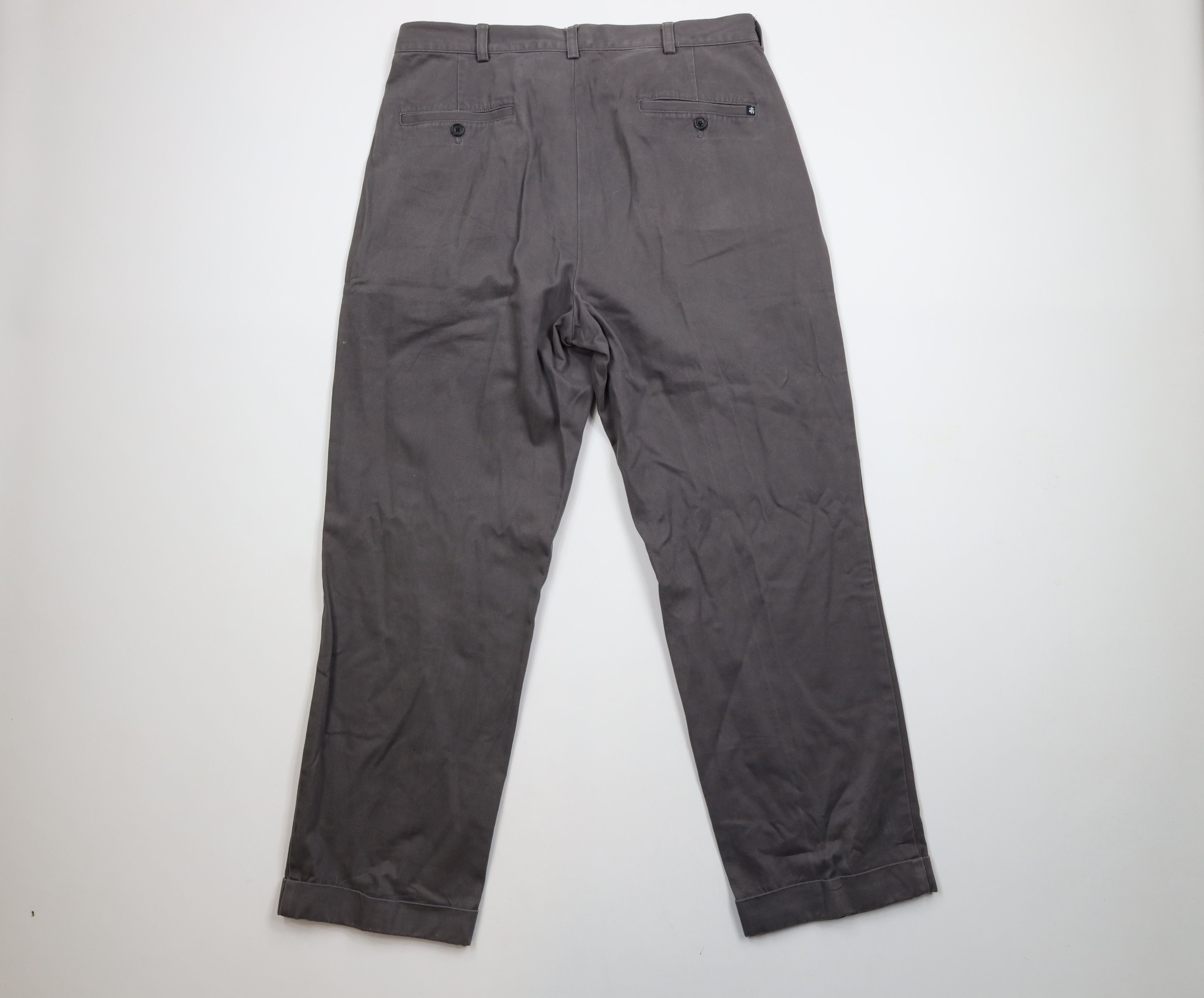 Brooks Brothers × Vintage Vintage Brooks Brothers Cuffed Wide Leg Chino Pants Gray Size US 35 - 8 Thumbnail