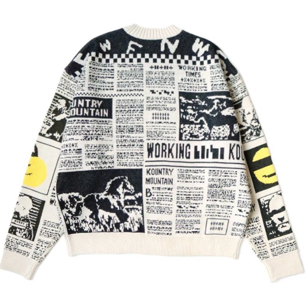 Kapital × Kapital Kountry Kapital 8G Knit Newspaper Pattern Crew Sweater Kinari Size US L / EU 52-54 / 3 - 2 Thumbnail