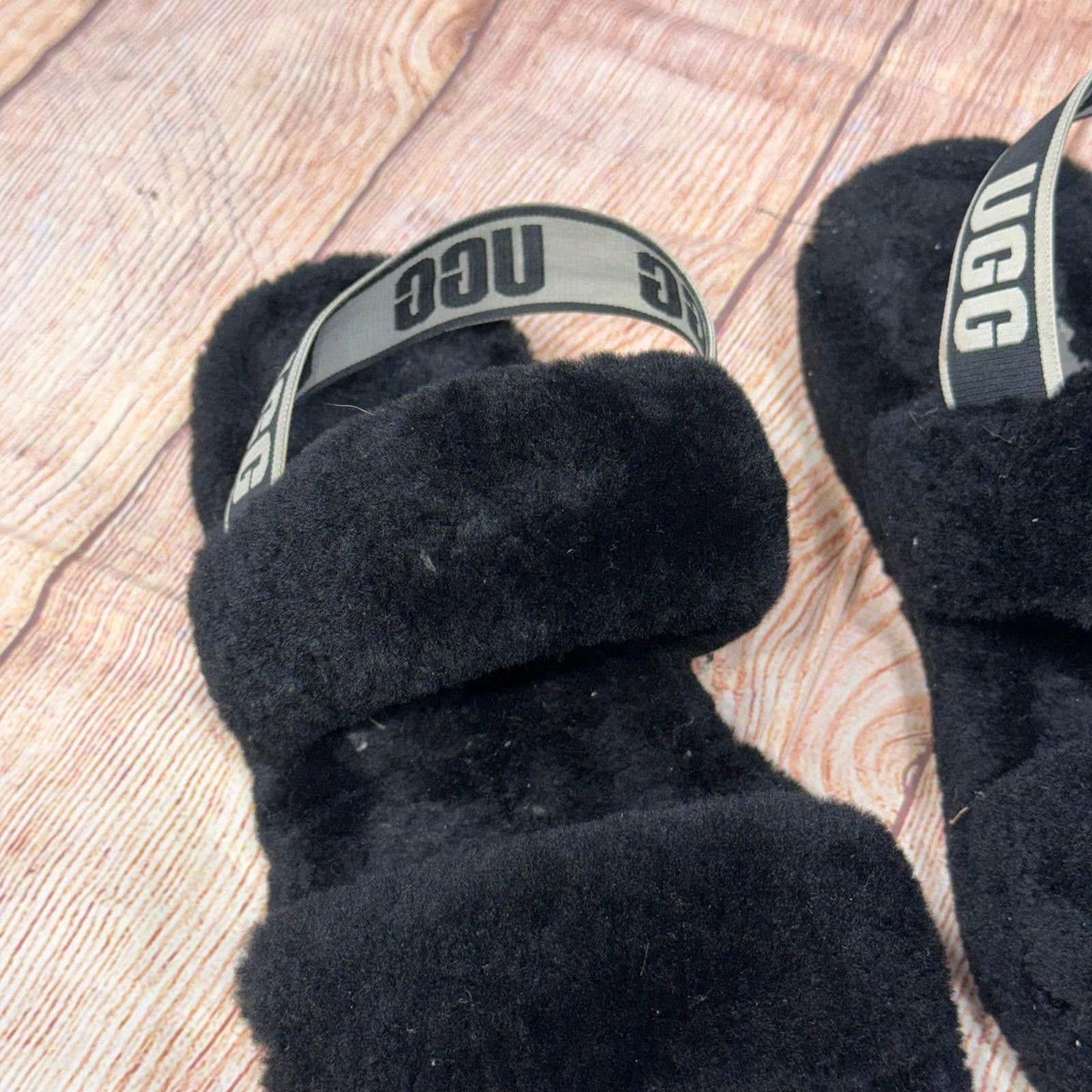 Other UGG Fluffy Black Slippers with Logo Strap Size 9 Size US 9 / IT 39 - 3 Thumbnail