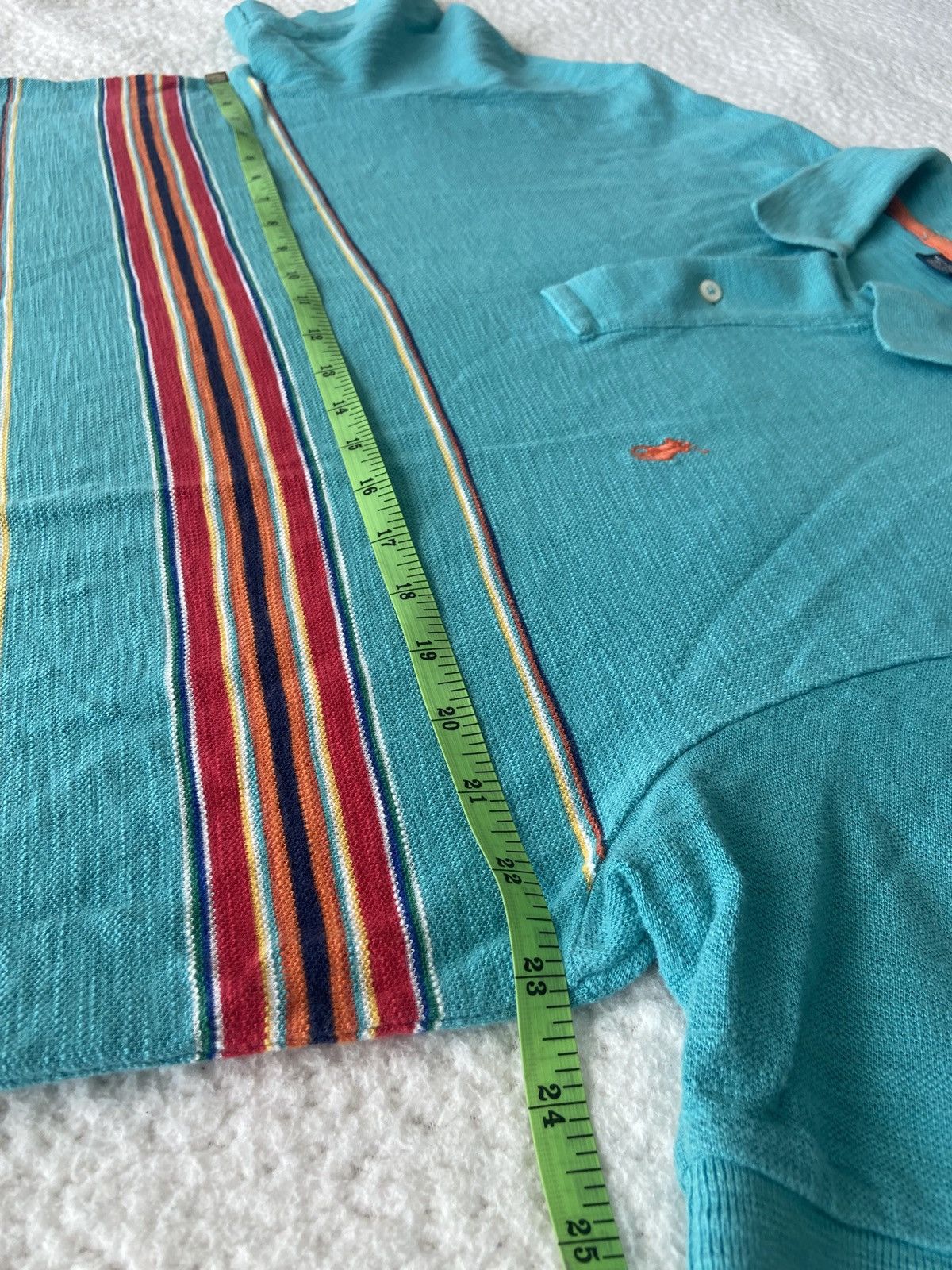 Designer × Polo Ralph Lauren Y2Y RALPH LAUREN Polo Shirt XL Blue Aztec Stripe Orange Pony Size US XL / EU 56 / 4 - 7 Thumbnail