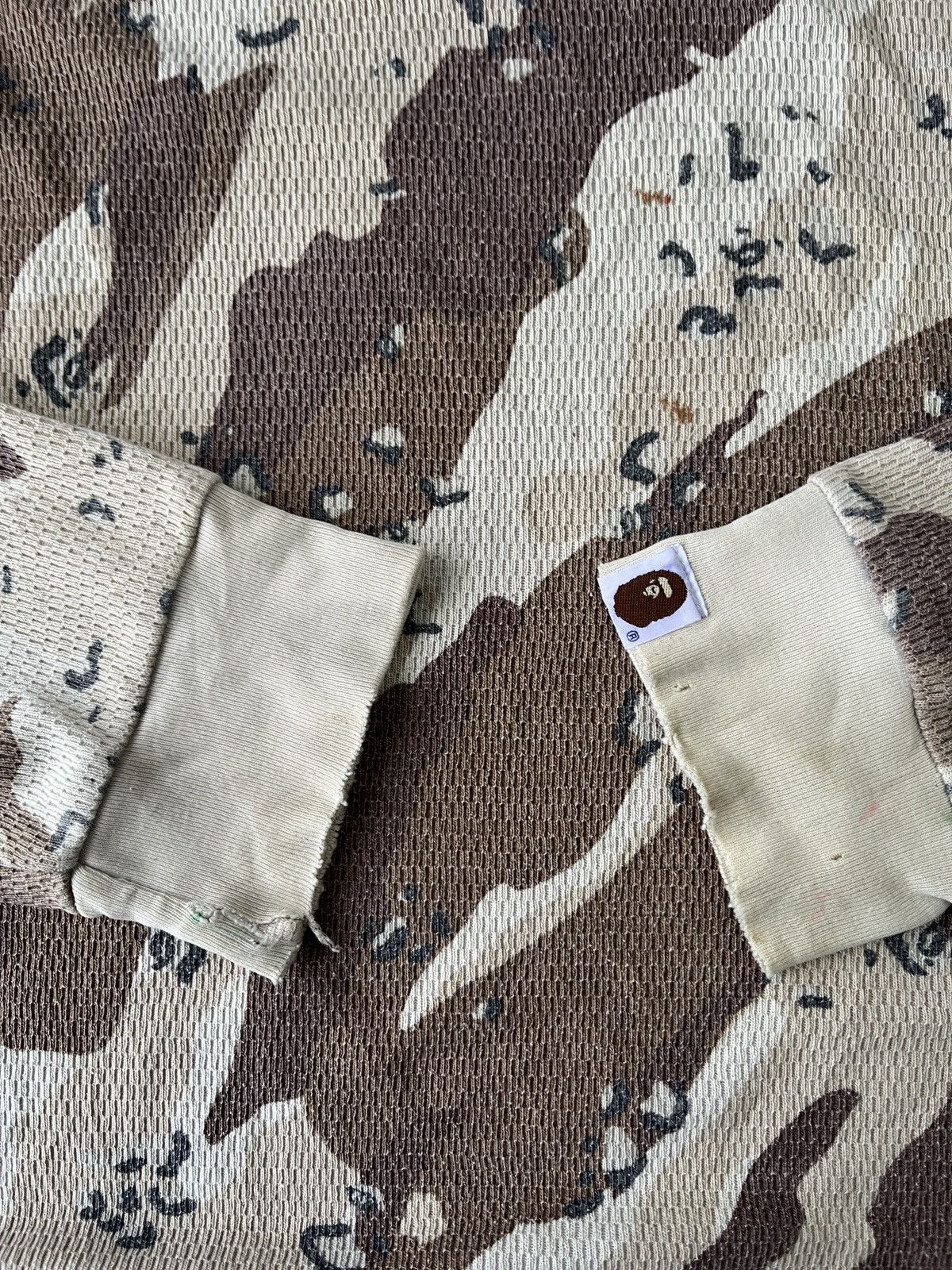 Bape Thrashed Distressed Color Camo Thermal Long Sleeve Tee